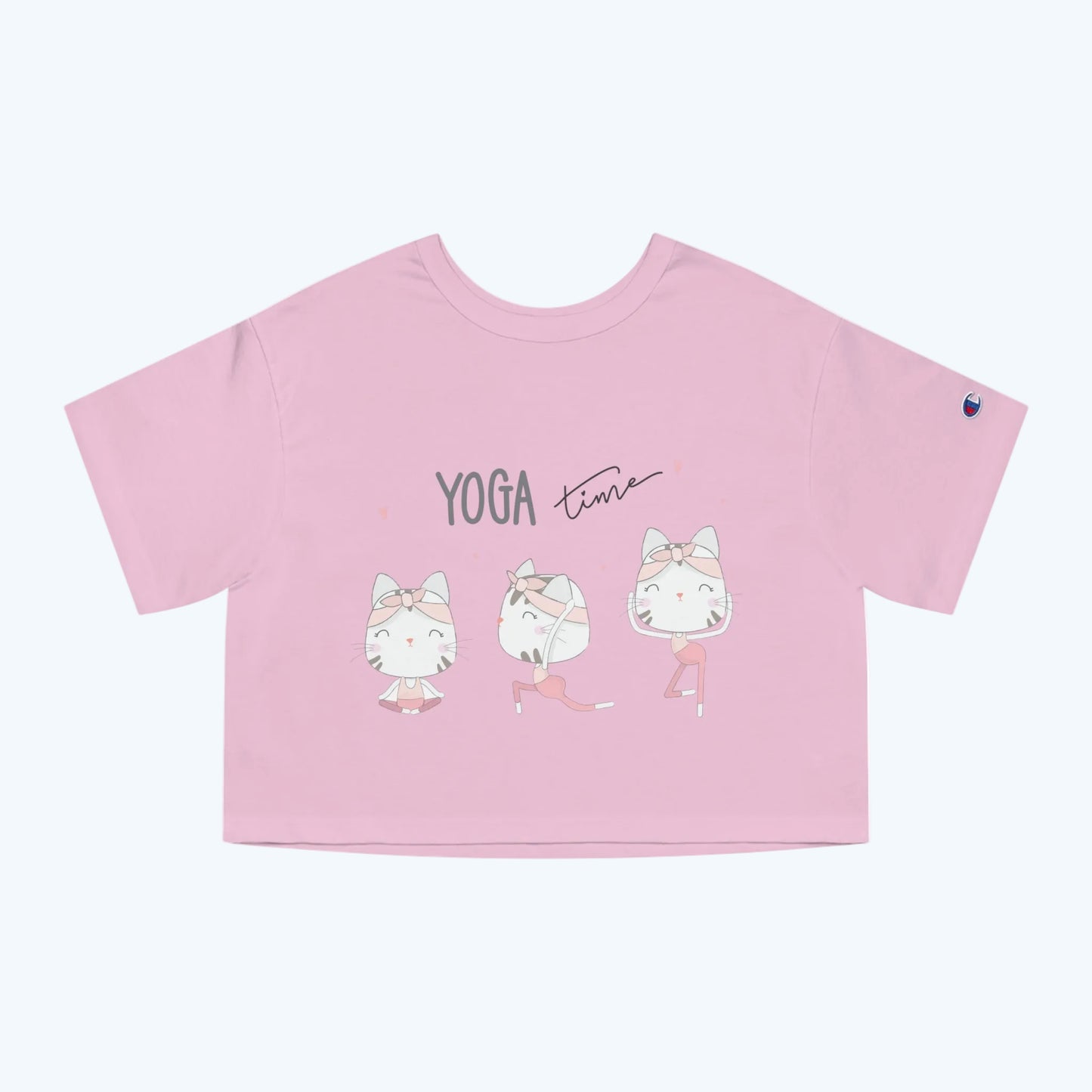 Yoga Time Cat Cropped T-Shirt — Cute Women's Yoga Tee