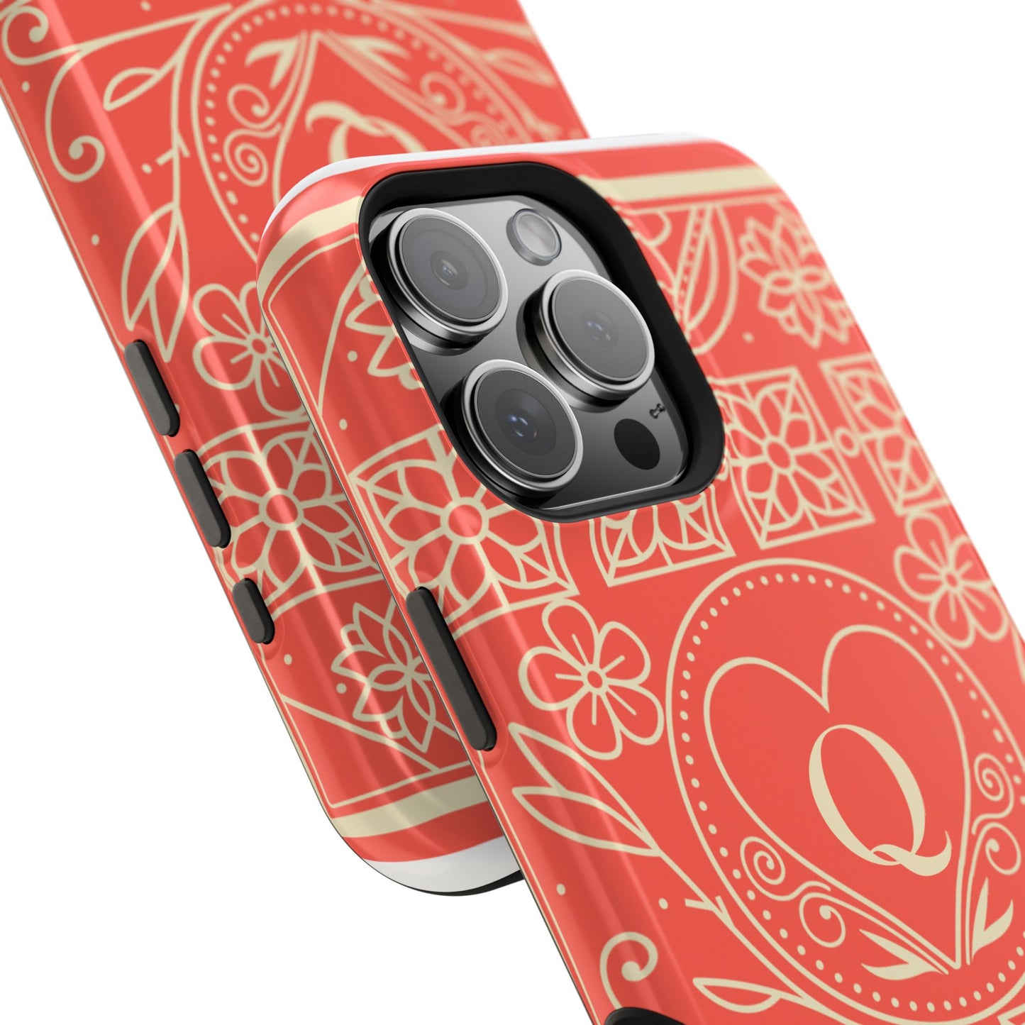 Heart Pattern Magnetic Impact Phone Case — Protective Wallet-Ready iPhone Cover