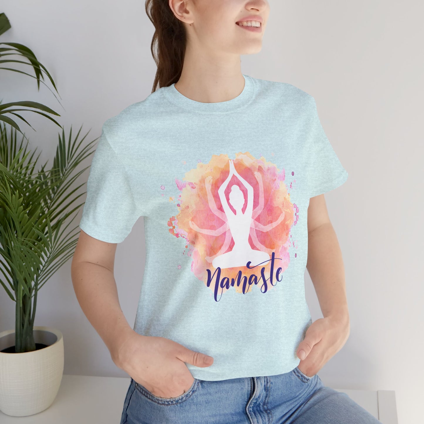 Namaste Yoga T-Shirt – Watercolor Lotus Meditation Tee