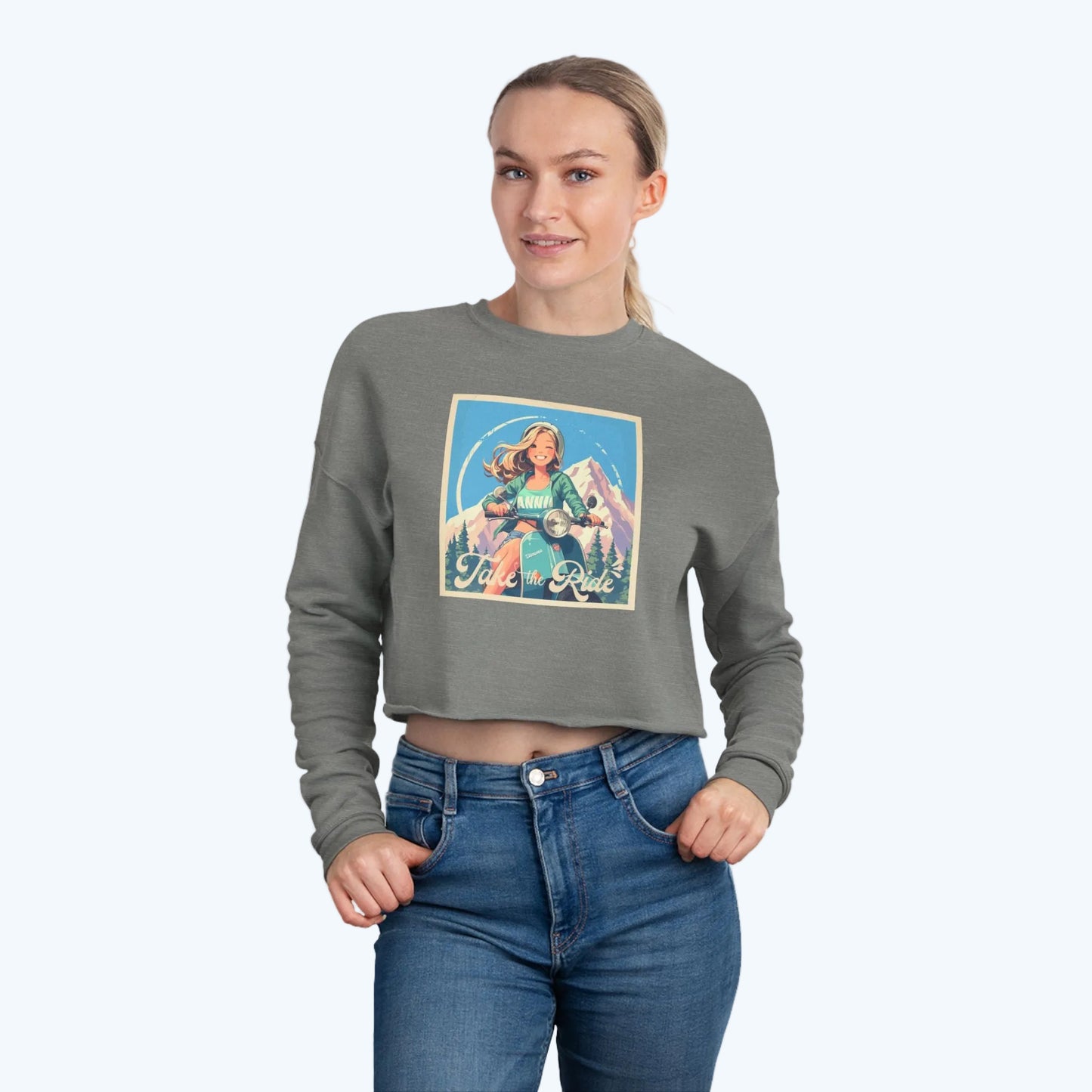 Retro motorbike  Cropped Sweatshirt