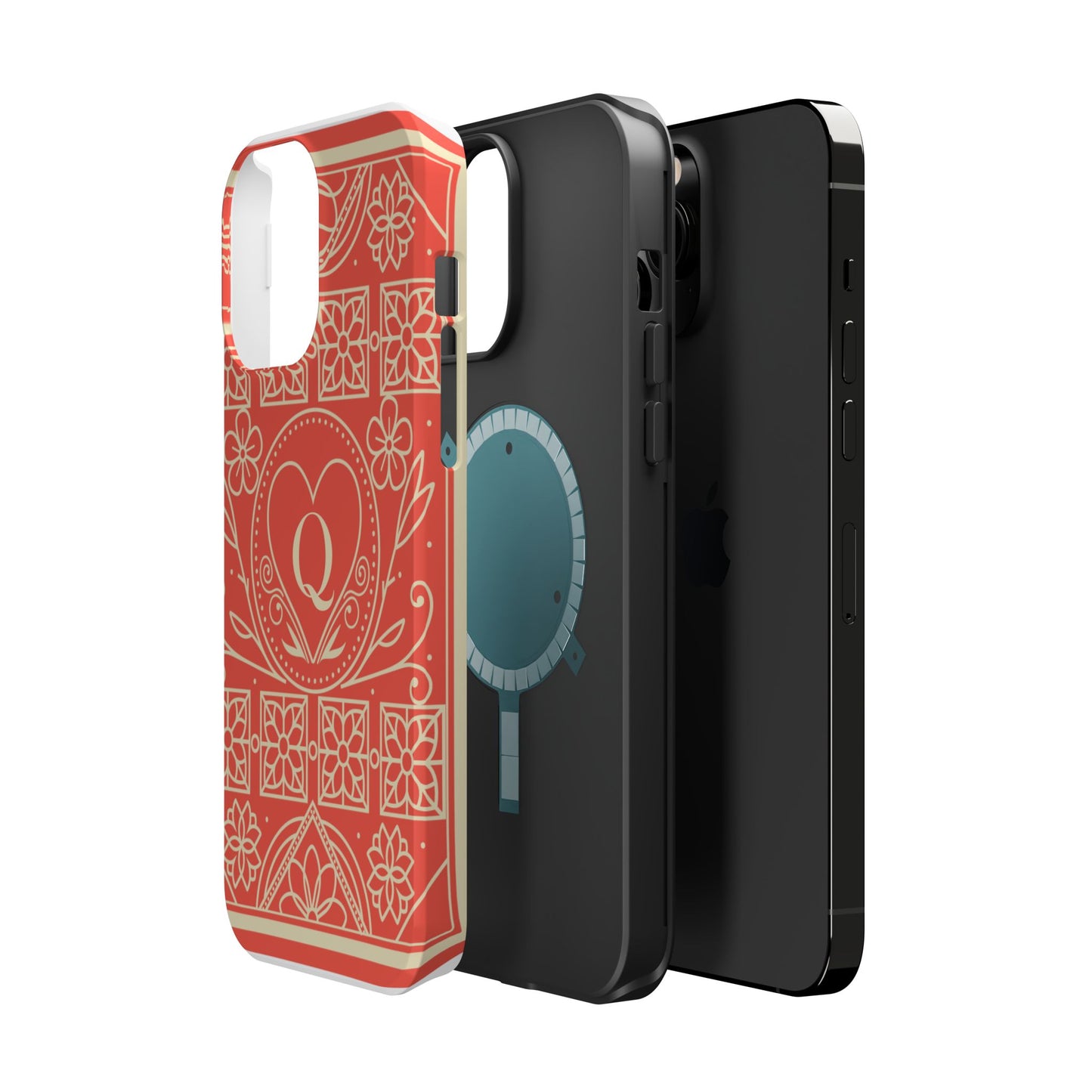 Heart Pattern Magnetic Impact Phone Case — Protective Wallet-Ready iPhone Cover