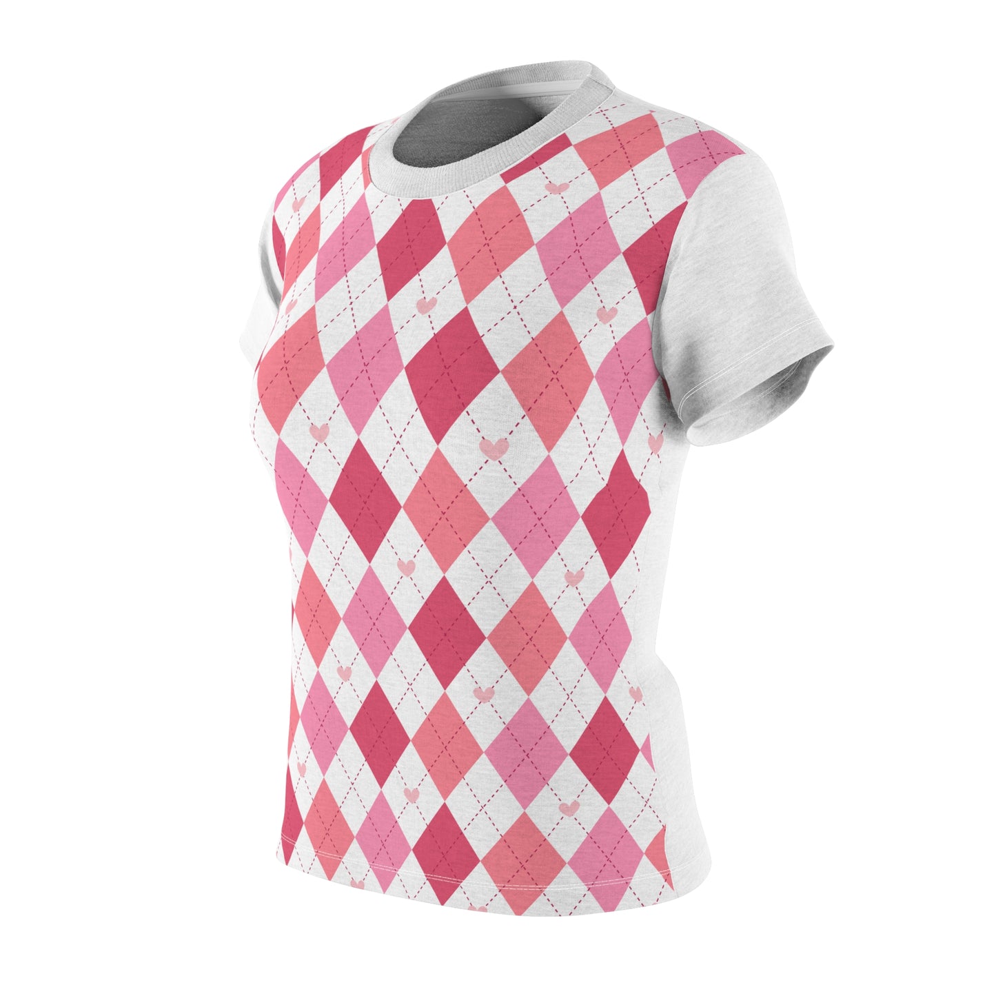Argyle Pink Pattern Women's Tee — Pink Diamond All-Over Print Tee