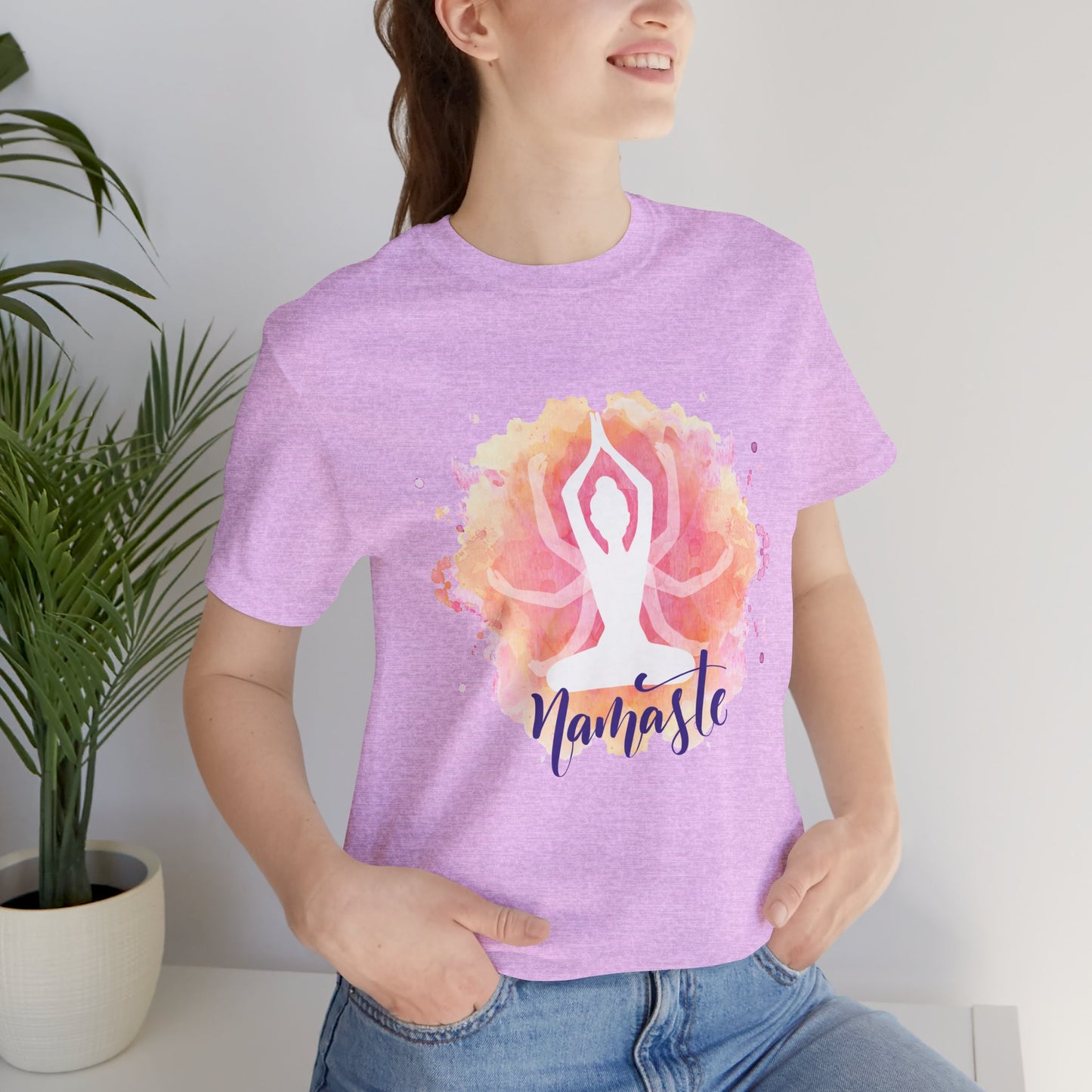 Namaste Yoga T-Shirt – Watercolor Lotus Meditation Tee