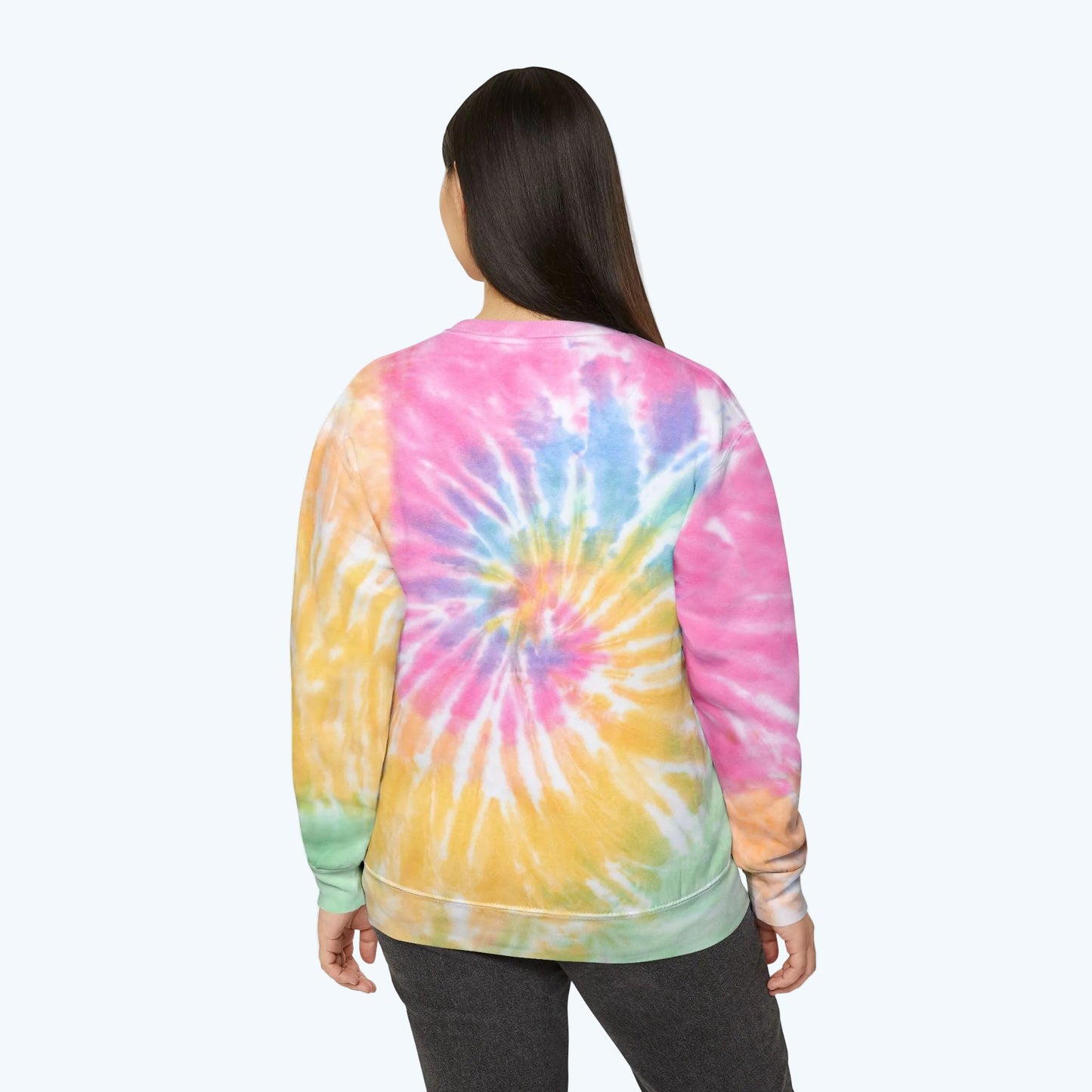 Stay Humble Hustle Hard Tie-Dye Sweatshirt — Light Blue Spiral Crewneck