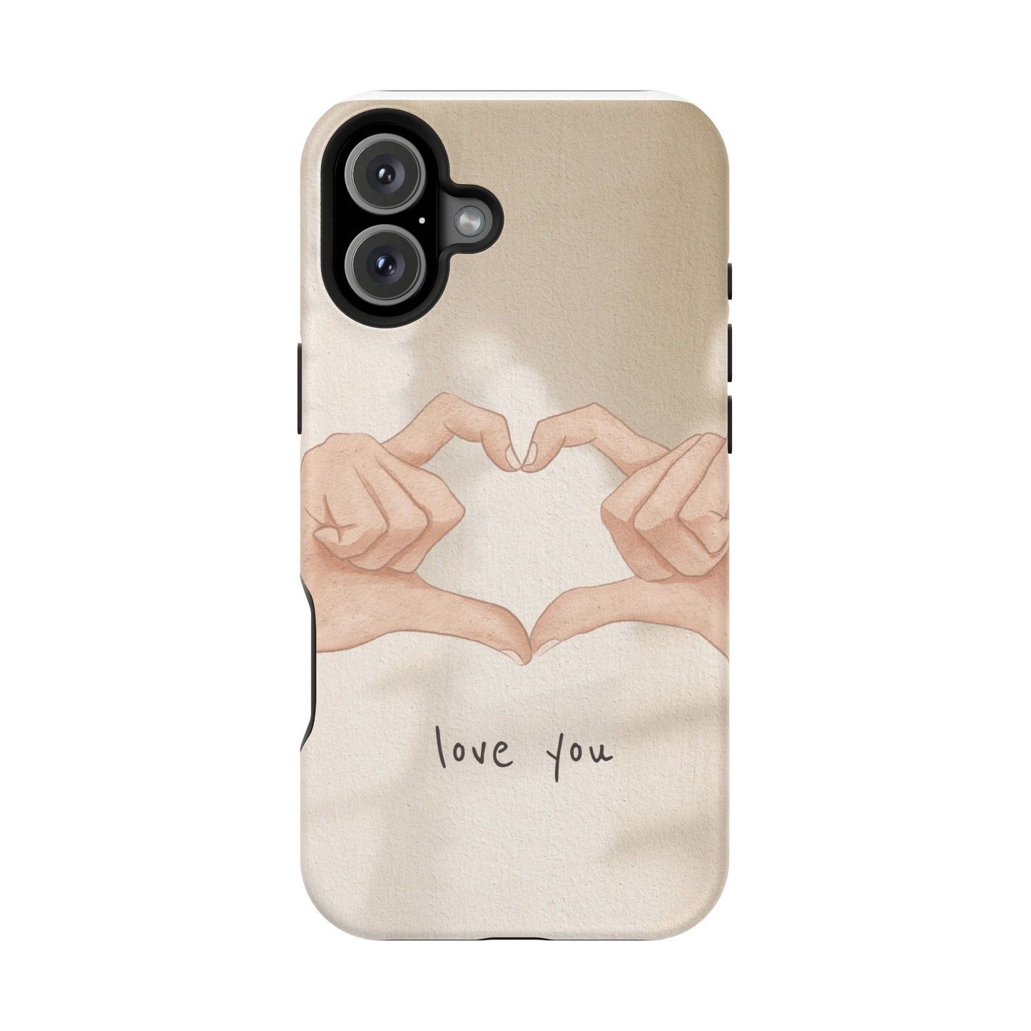 Phone Case — Hands Forming Heart with “love you” Romantic Protective Cover