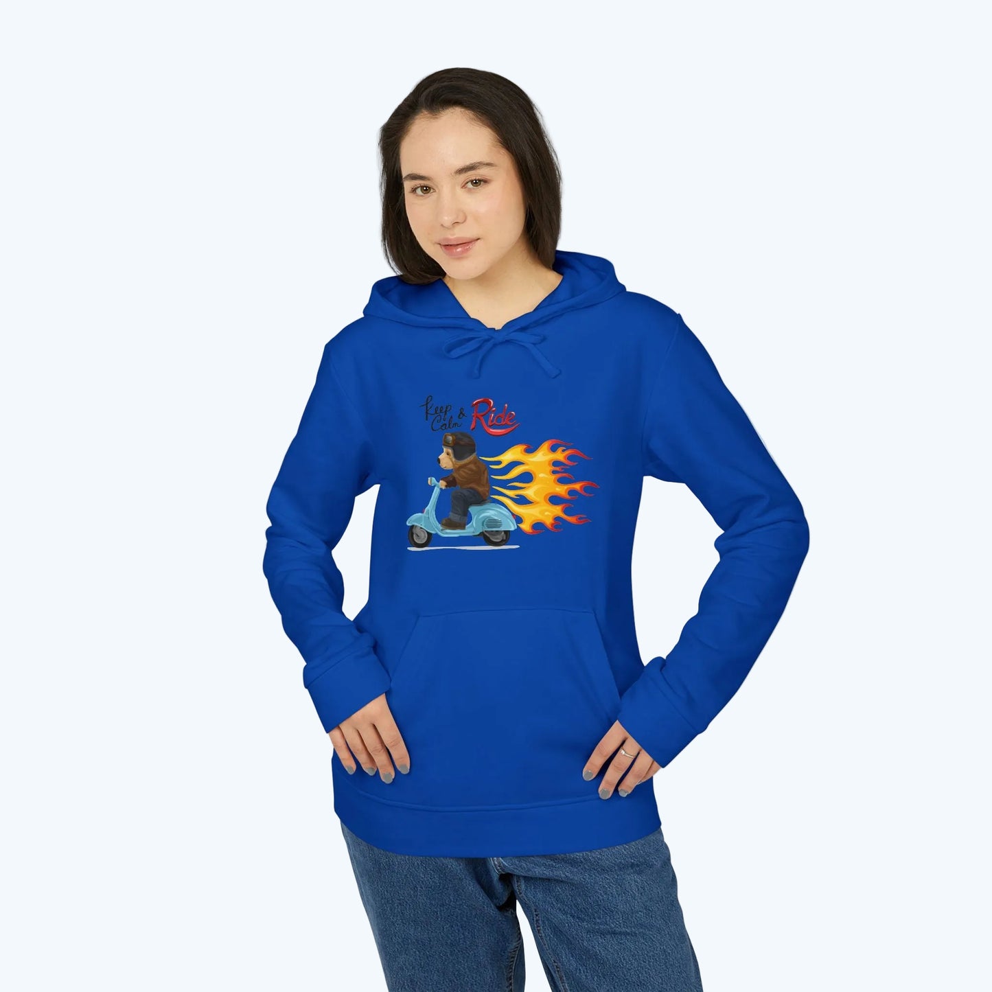 Racer Bear Hoodie — Flaming Scooter Graphic Sweatshirt