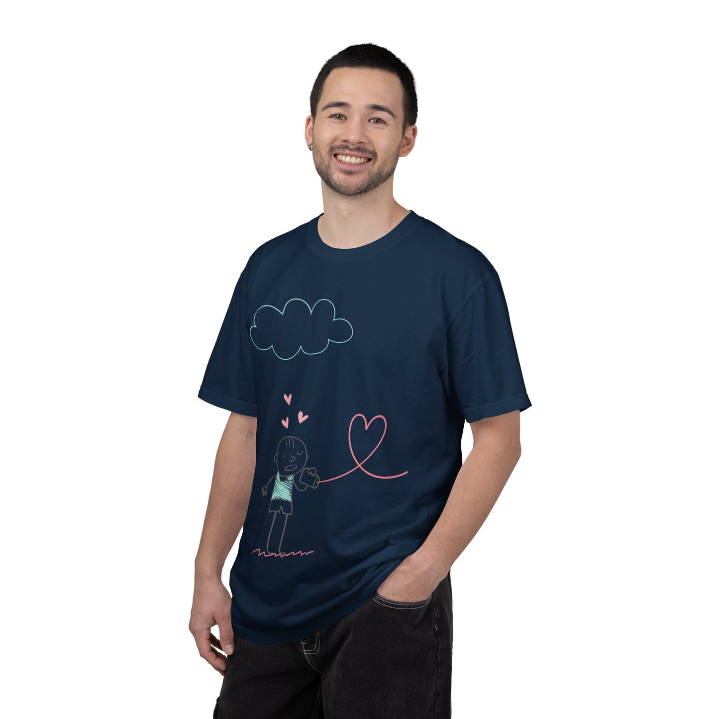 Cute Heart String T-Shirt — Hand-Drawn Love Graphic Tee