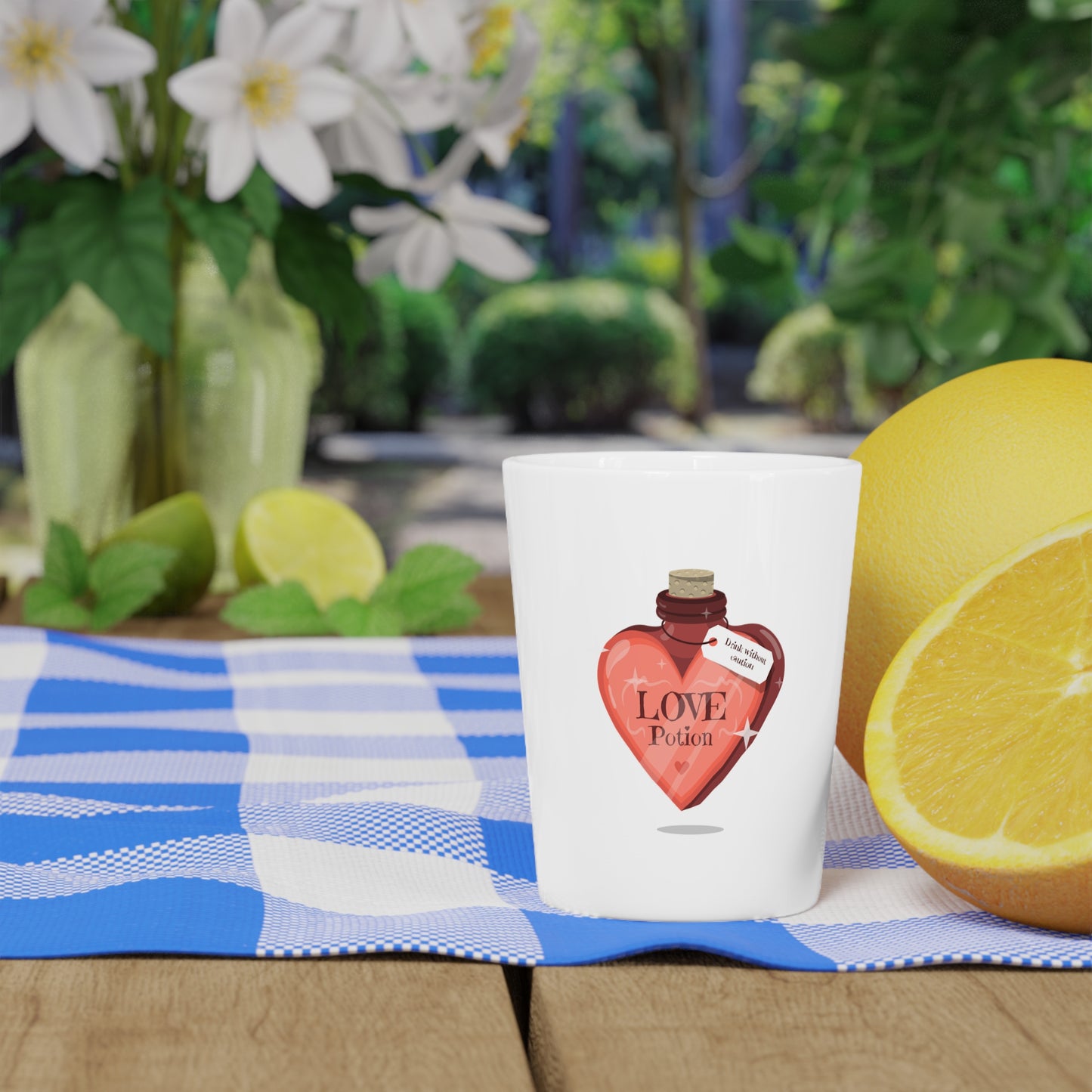 Love Potion Shot Glass — Heart Bottle Valentines Party Favor