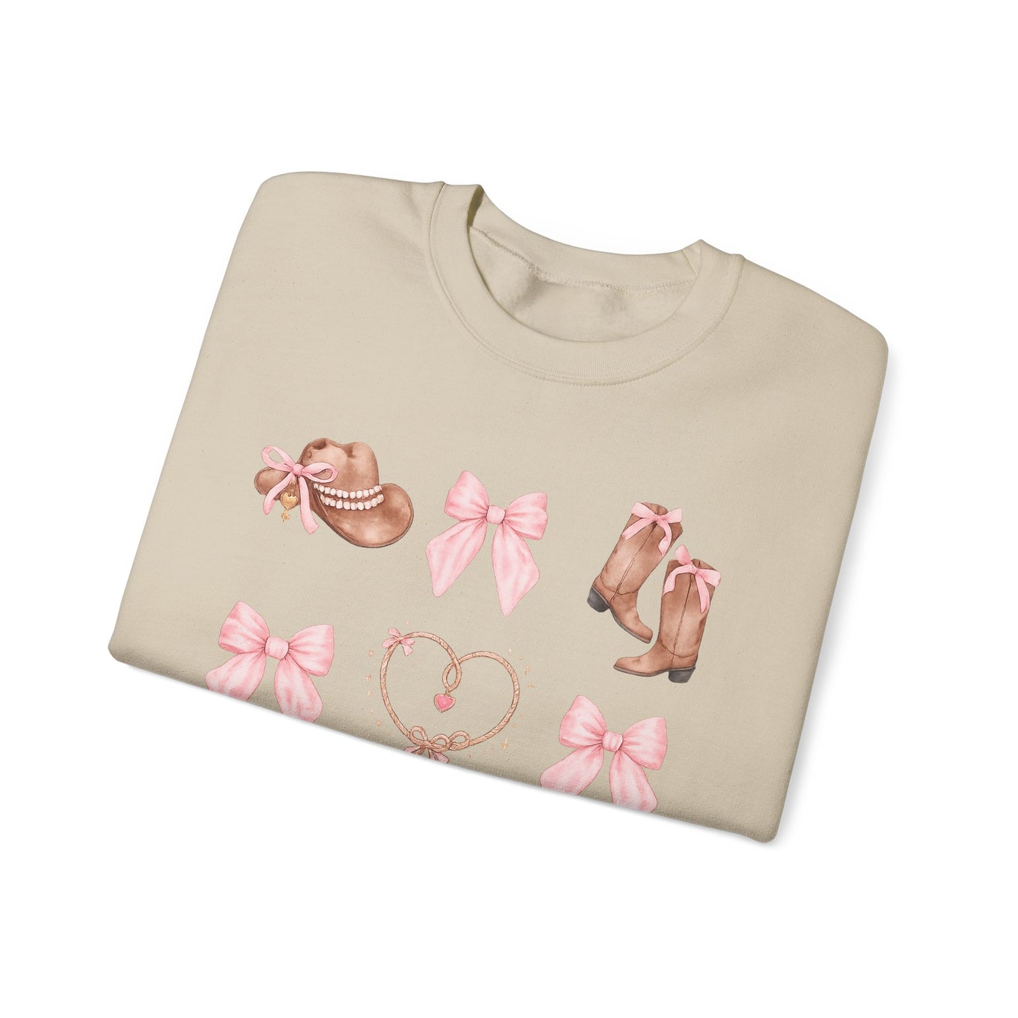 Cowgirl Pink Bow Sweatshirt — Western Boots & Hats Graphic Crewneck