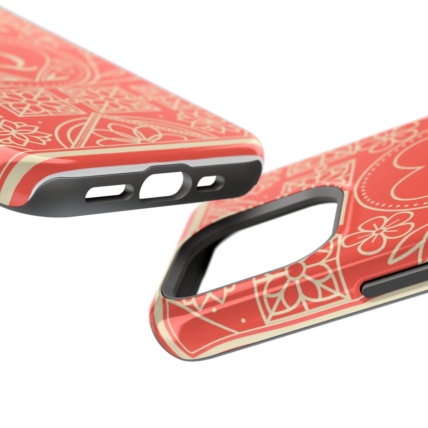 Heart Pattern Magnetic Impact Phone Case — Protective Wallet-Ready iPhone Cover