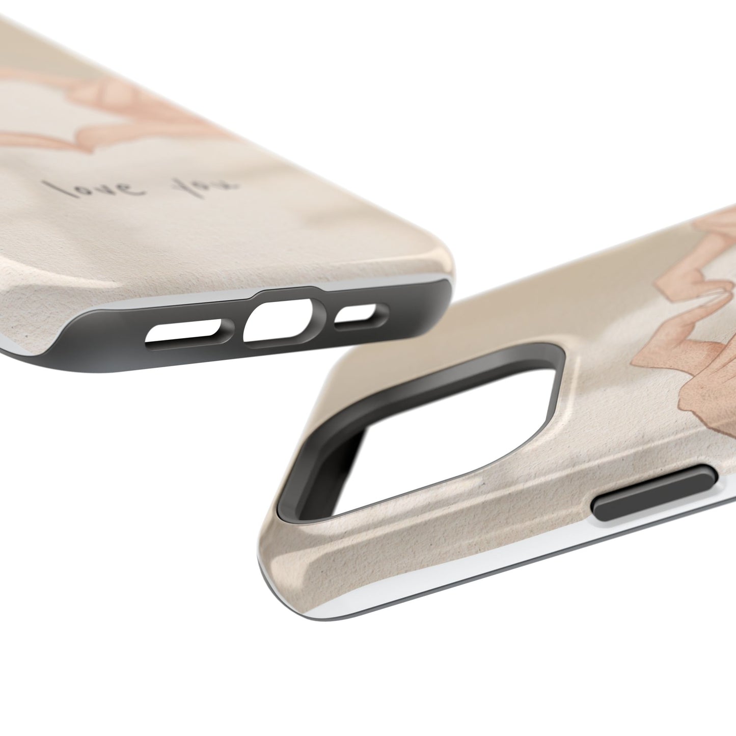 Phone Case — Hands Forming Heart with “love you” Romantic Protective Cover