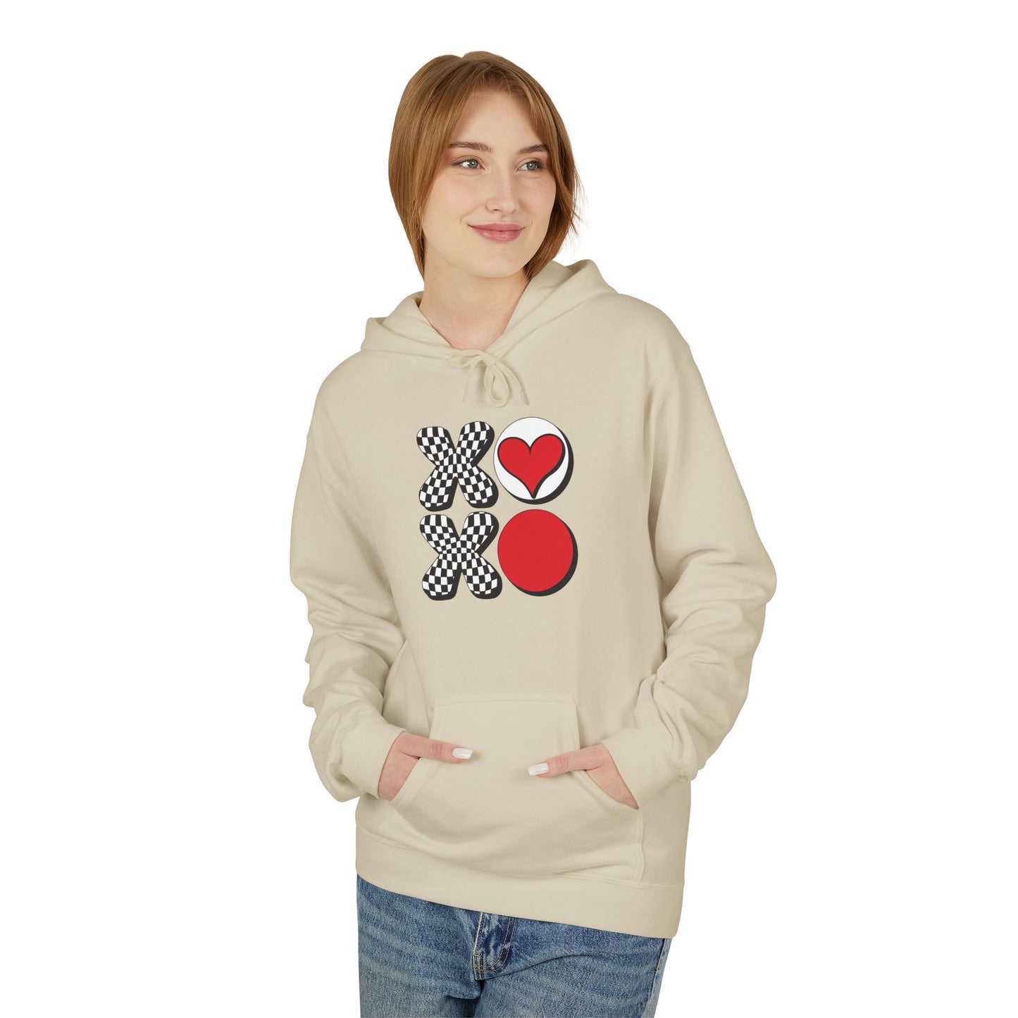 Hugs & Kisses Heart Hoodie — XOXO Checkerboard Love Pullover