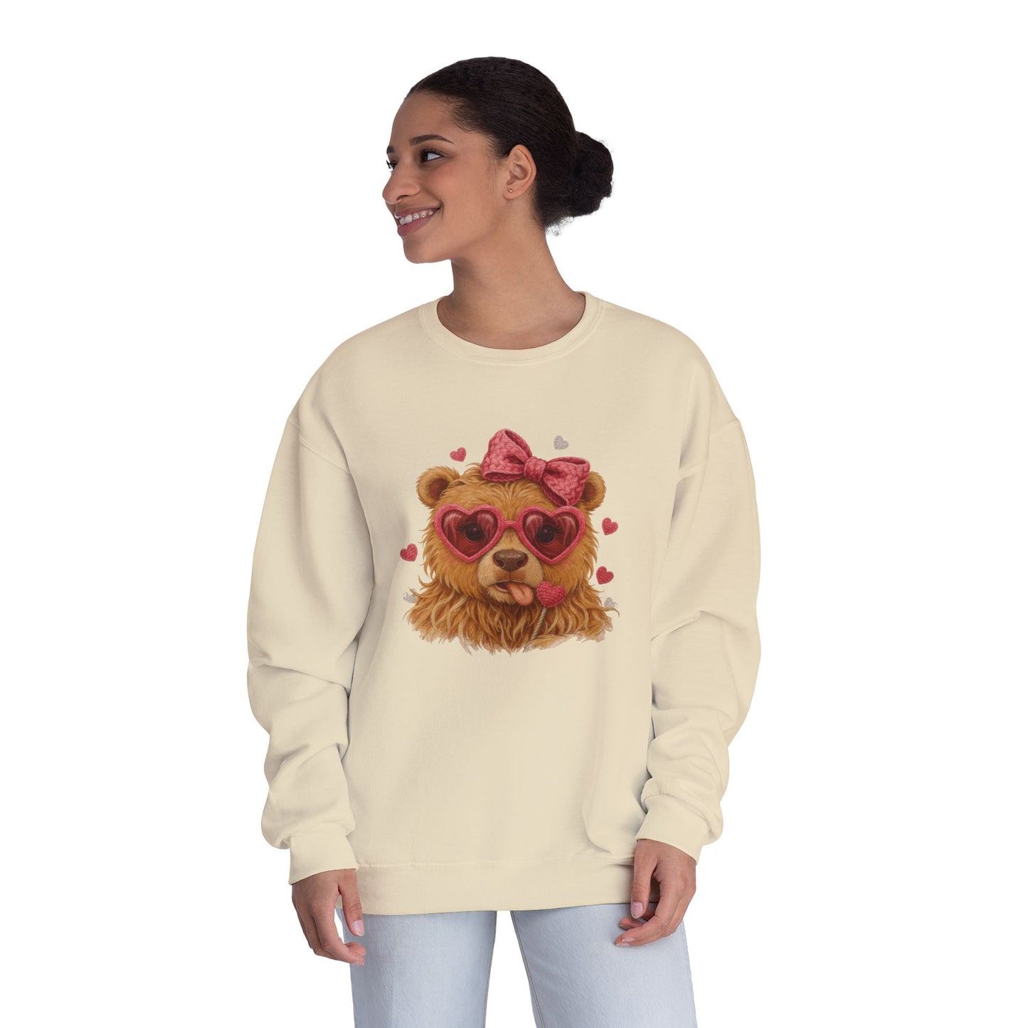 Bear with Heart Sunglasses Crewneck Sweatshirt