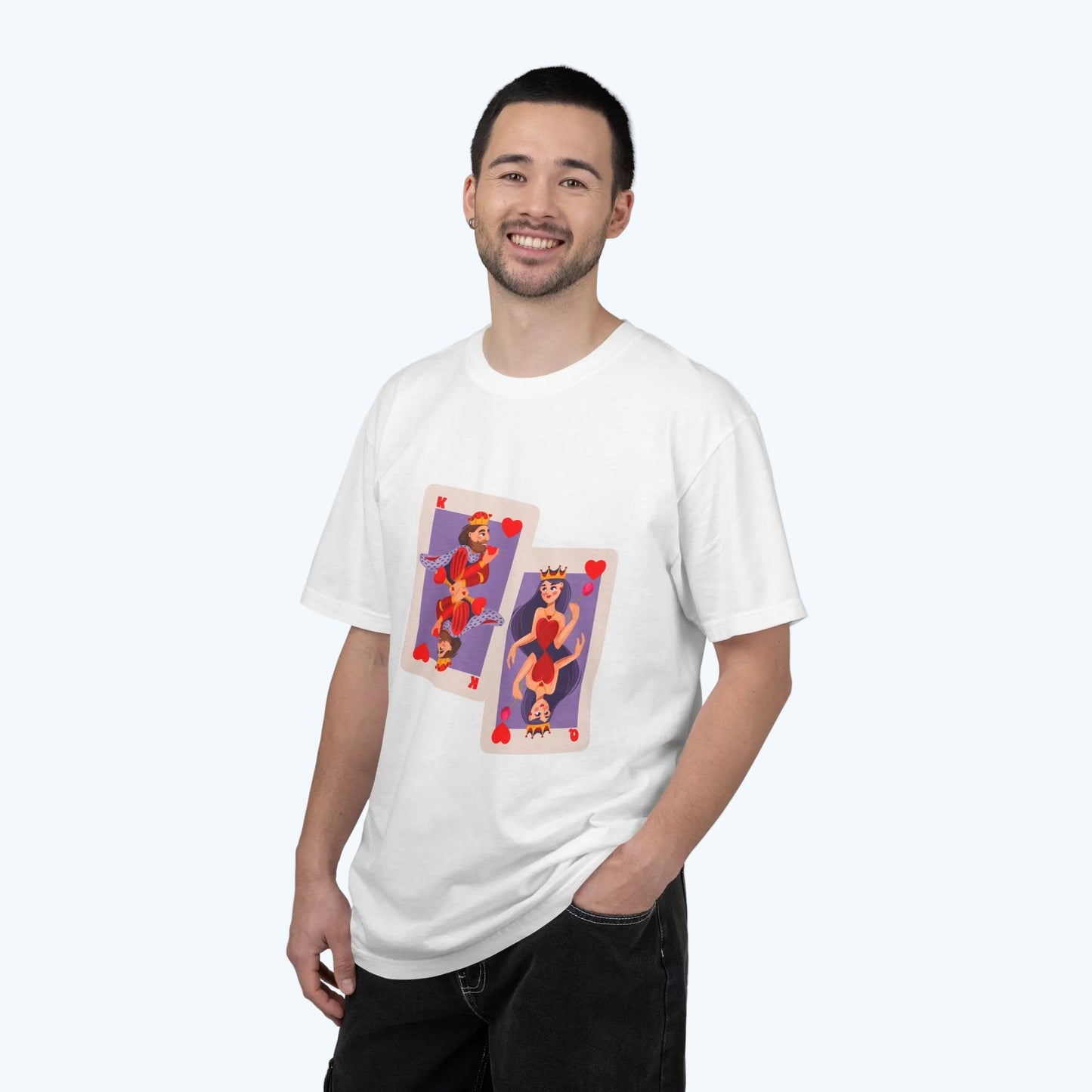 Playing Card Lovers T-Shirt — Queen & King of Hearts Graphic Tee