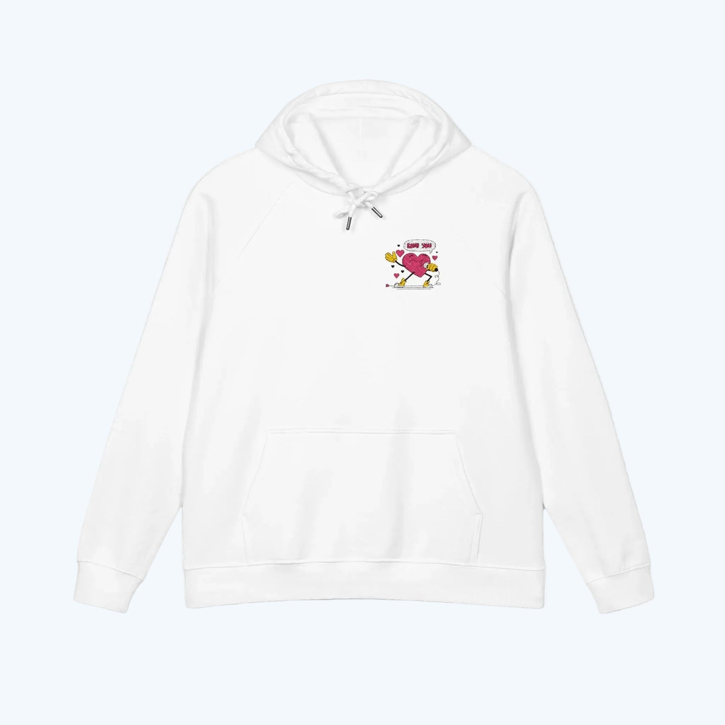 Embroidered Heart & Stars Hoodie — Cute Floral Chest Patch, Eco Raglan Sweatshirt