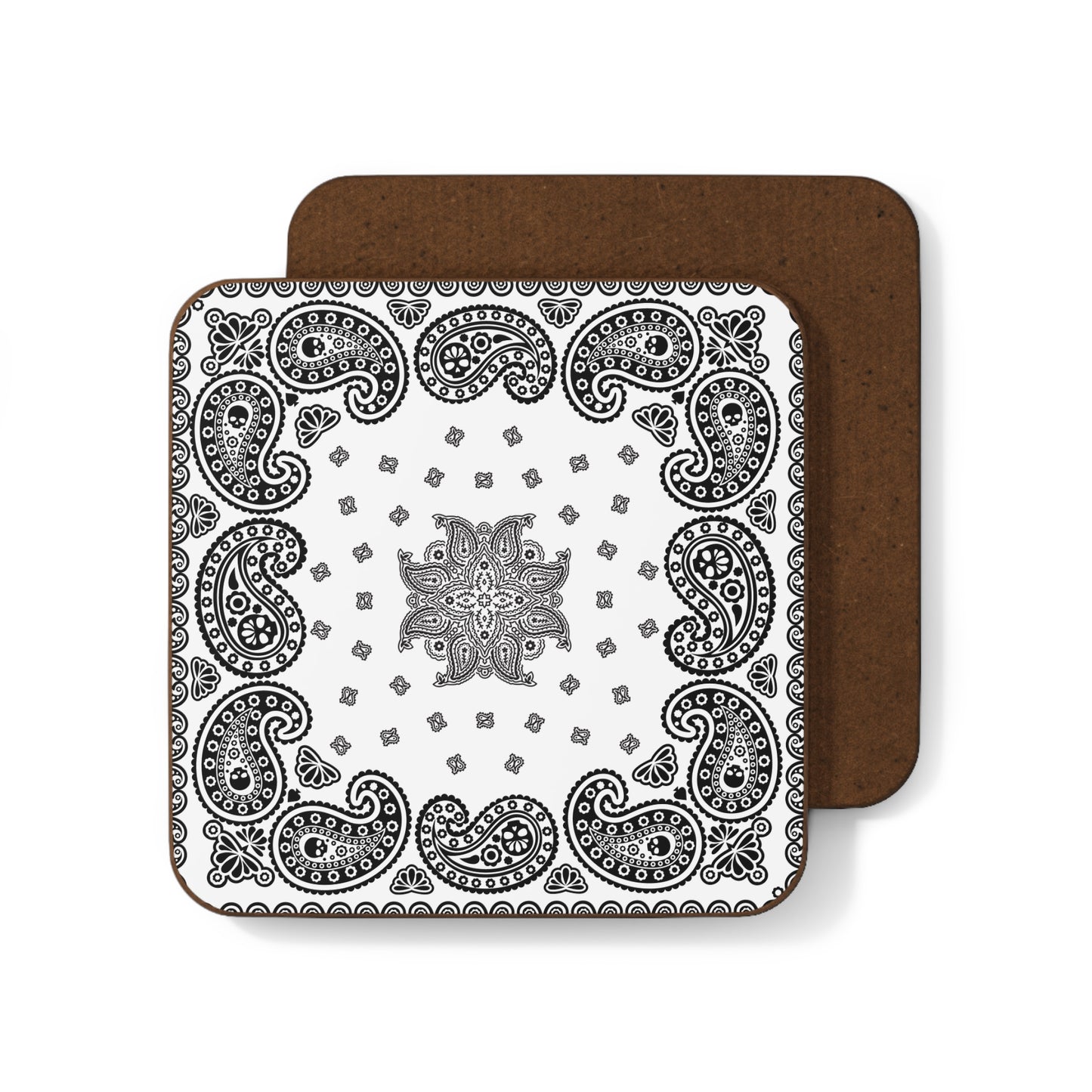 Bandana Paisley Drink Coaster – Black & White