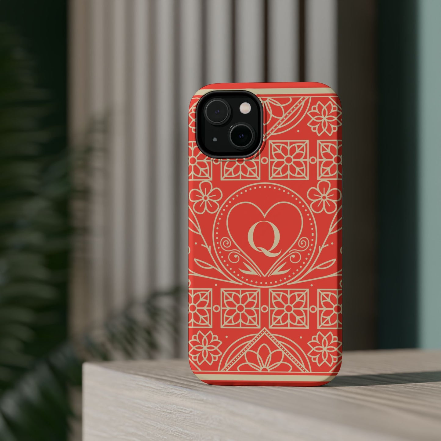 Heart Pattern Magnetic Impact Phone Case — Protective Wallet-Ready iPhone Cover