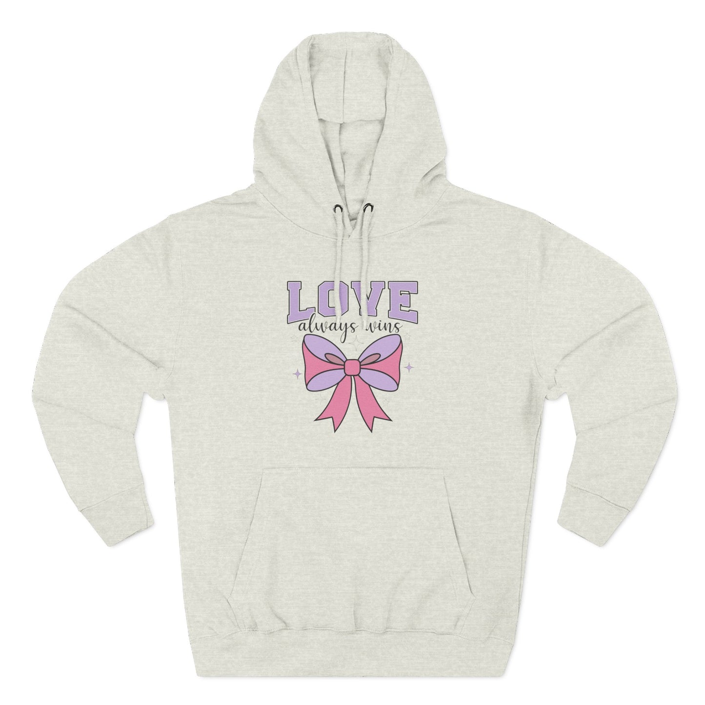 Love Always Wins Hoodie — Cute Pastel Bow Graphic Pullover