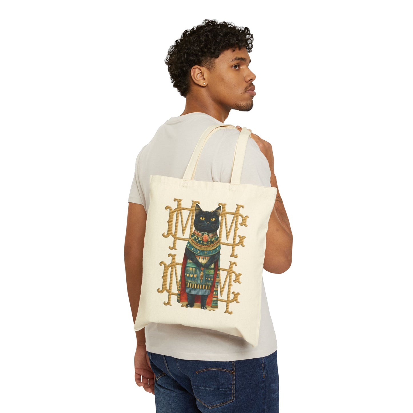 Stylish Cotton Canvas Tote Bag with Monogram Design
