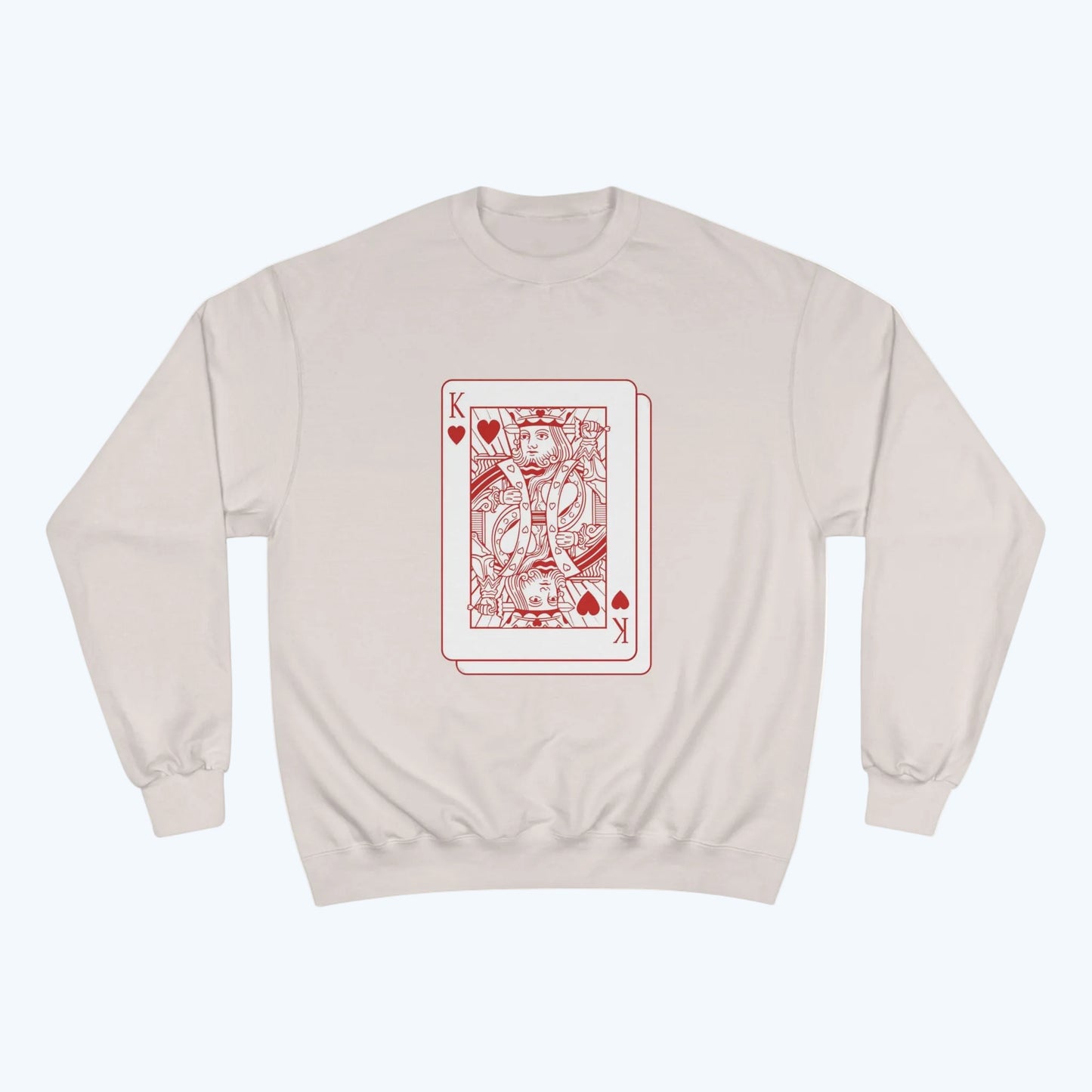 King of Hearts Card Sweatshirt – Red Anime Playing Card Graphic Crewneck
