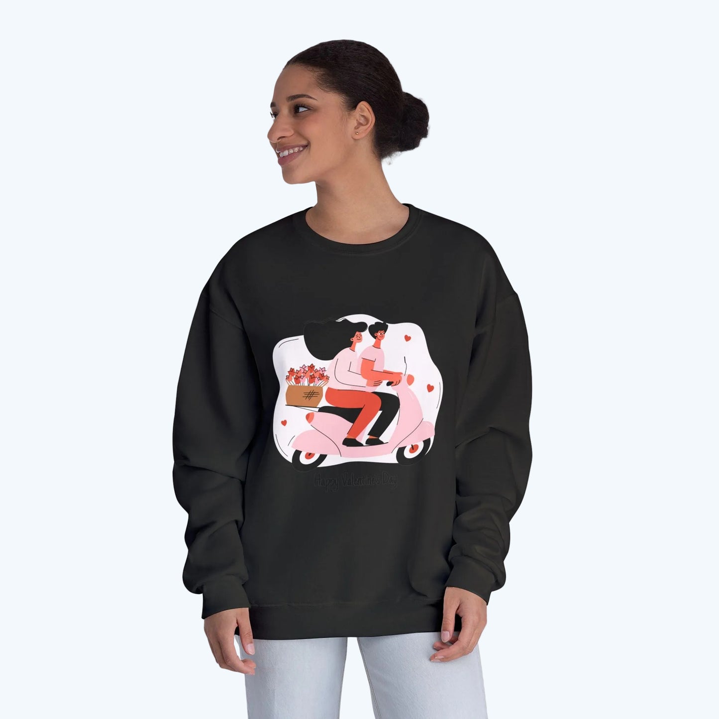 Valentine’s Day Couple Scooter Crewneck Sweatshirt