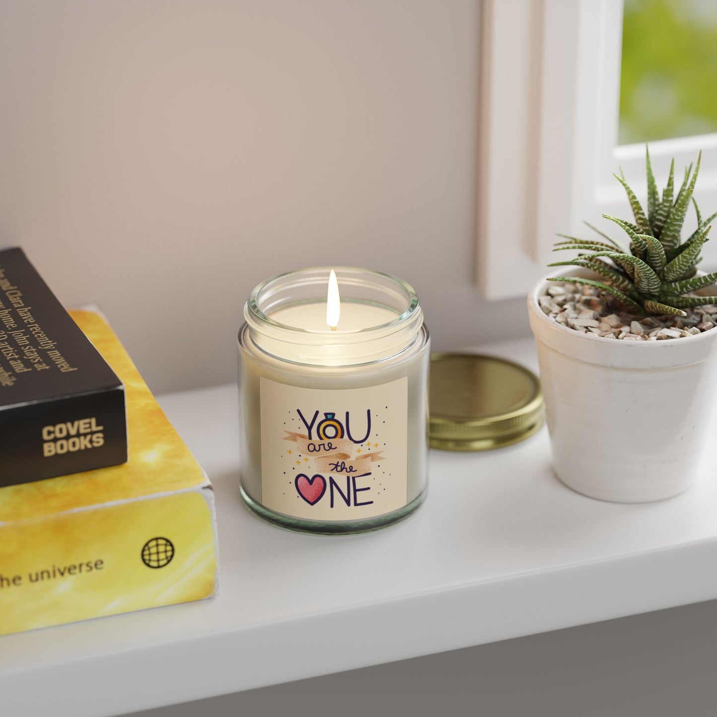 Scented Candle — Coconut Apricot Wax (4oz/9oz) “You Are the One” Love Jar