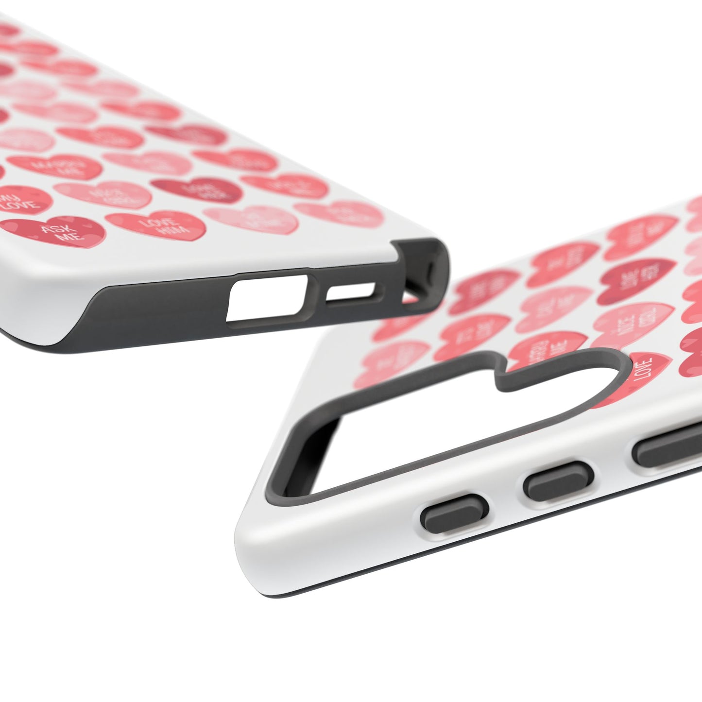 Phone Case — Pink Conversation Heart Pattern, Valentine’s Day Love Messages
