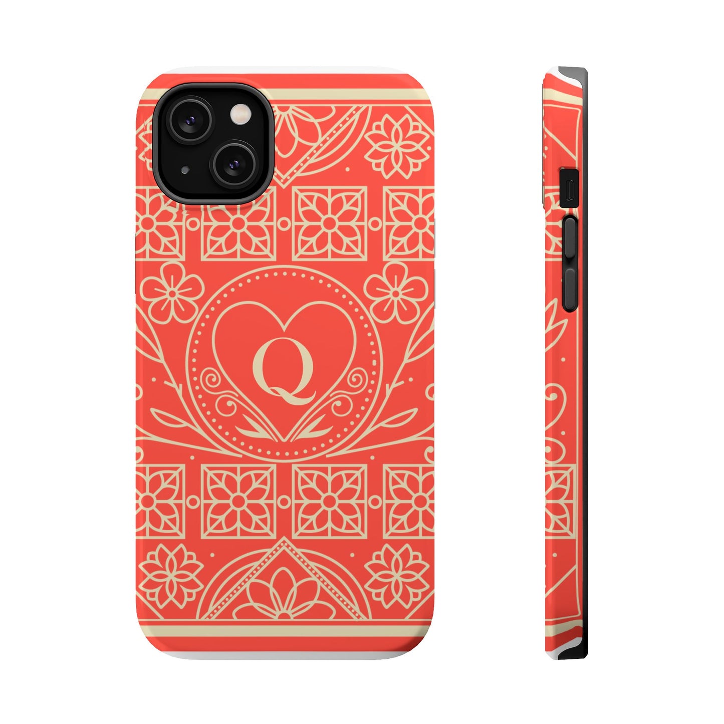 Heart Pattern Magnetic Impact Phone Case — Protective Wallet-Ready iPhone Cover
