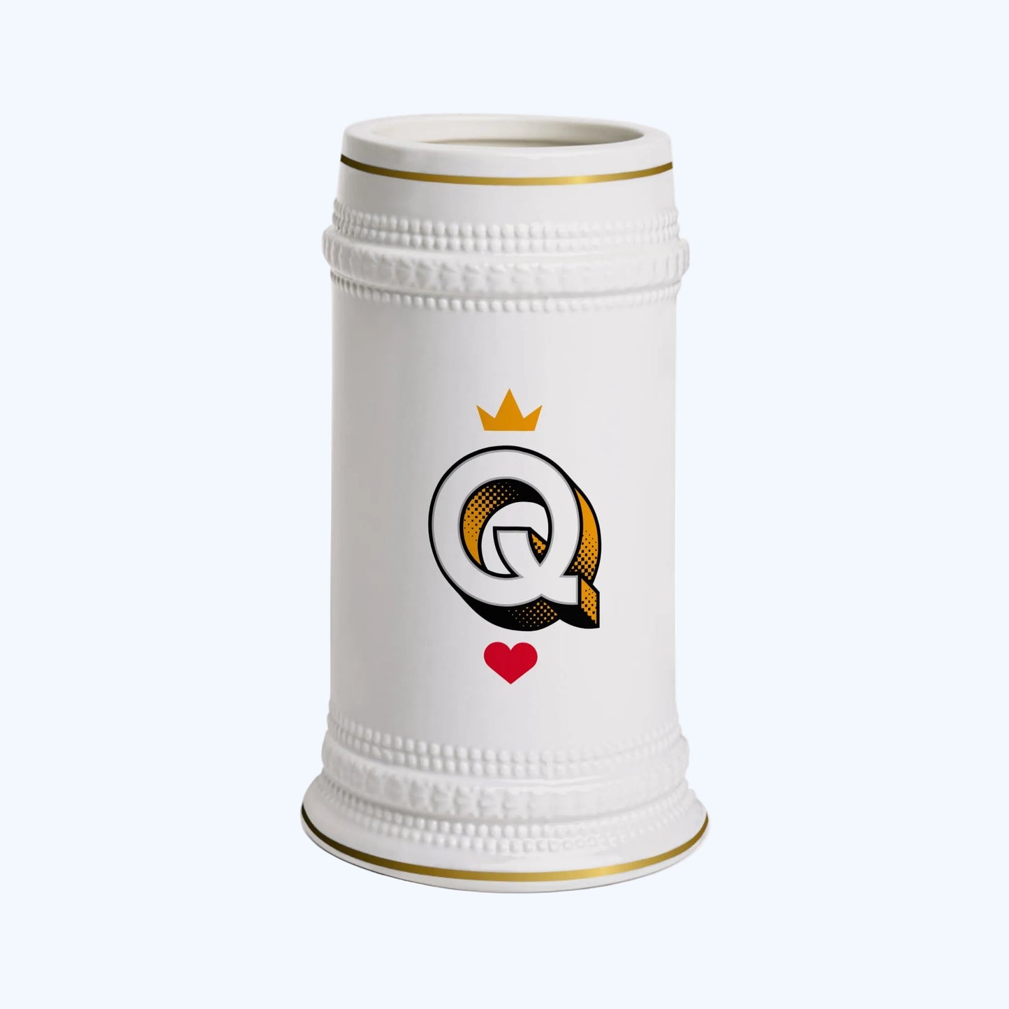 Queen Monogram Beer Stein — Crown Q Ceramic Beer Mug