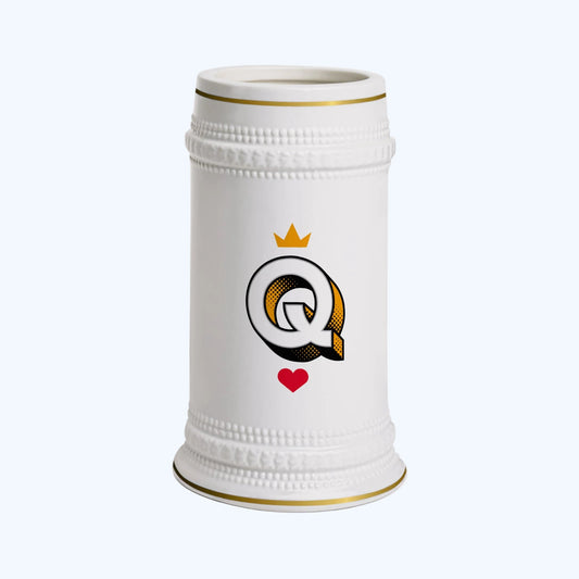 Queen Monogram Beer Stein — Crown Q Ceramic Beer Mug