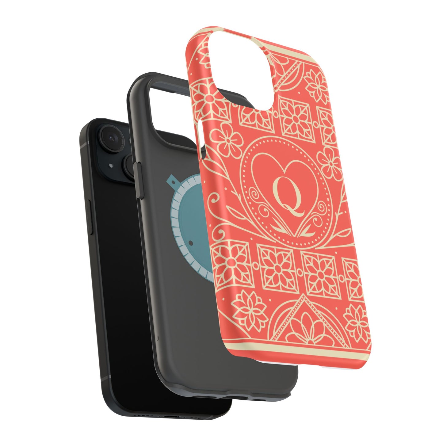 Heart Pattern Magnetic Impact Phone Case — Protective Wallet-Ready iPhone Cover