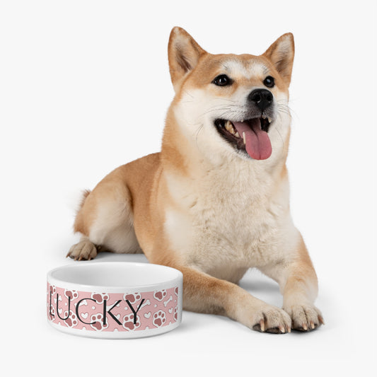 Personalized Lucky Pet Bowl for Dogs and Cats - Paw Print Design