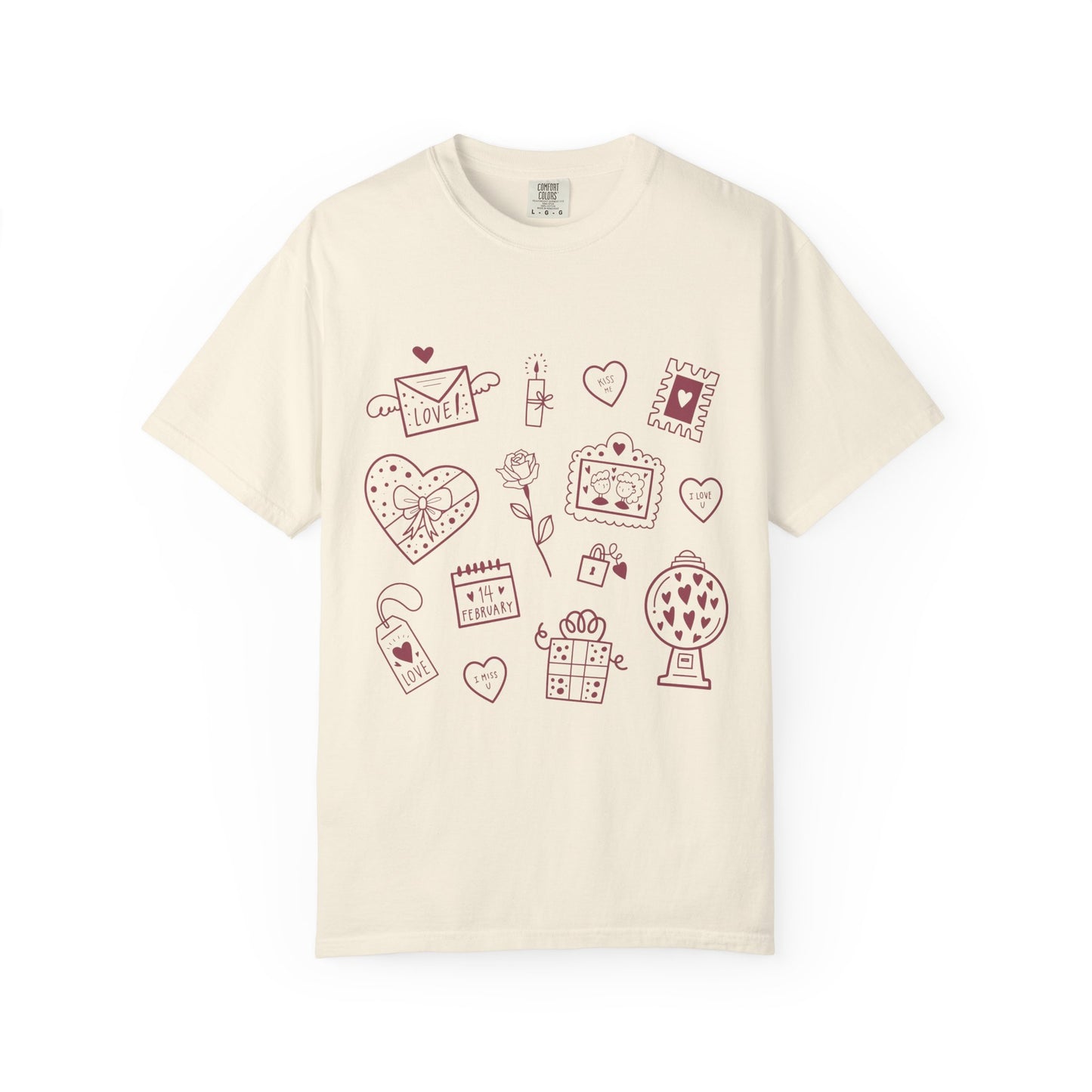 Valentine Doodle T-Shirt — Cute Love Icons Tee
