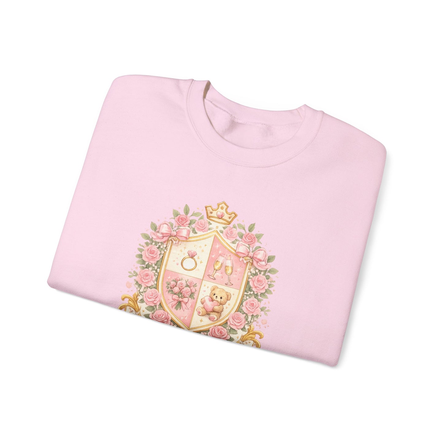 Floral Coat of Arms Crewneck Sweatshirt — 'Sweetheart' Pink Vintage Crest