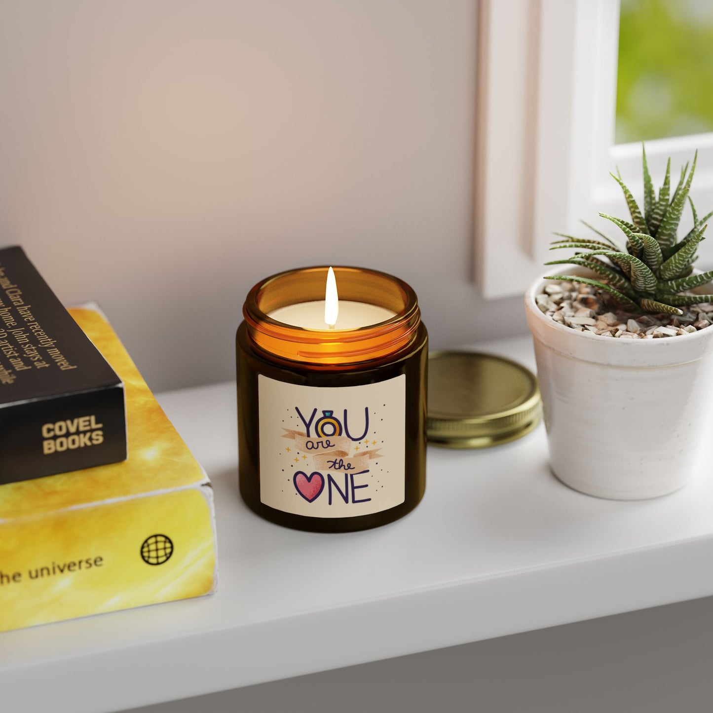 Scented Candle — Coconut Apricot Wax (4oz/9oz) “You Are the One” Love Jar