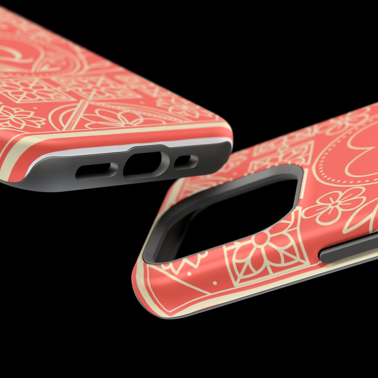 Heart Pattern Magnetic Impact Phone Case — Protective Wallet-Ready iPhone Cover