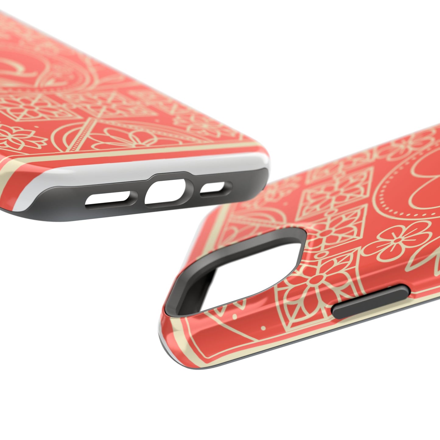Heart Pattern Magnetic Impact Phone Case — Protective Wallet-Ready iPhone Cover