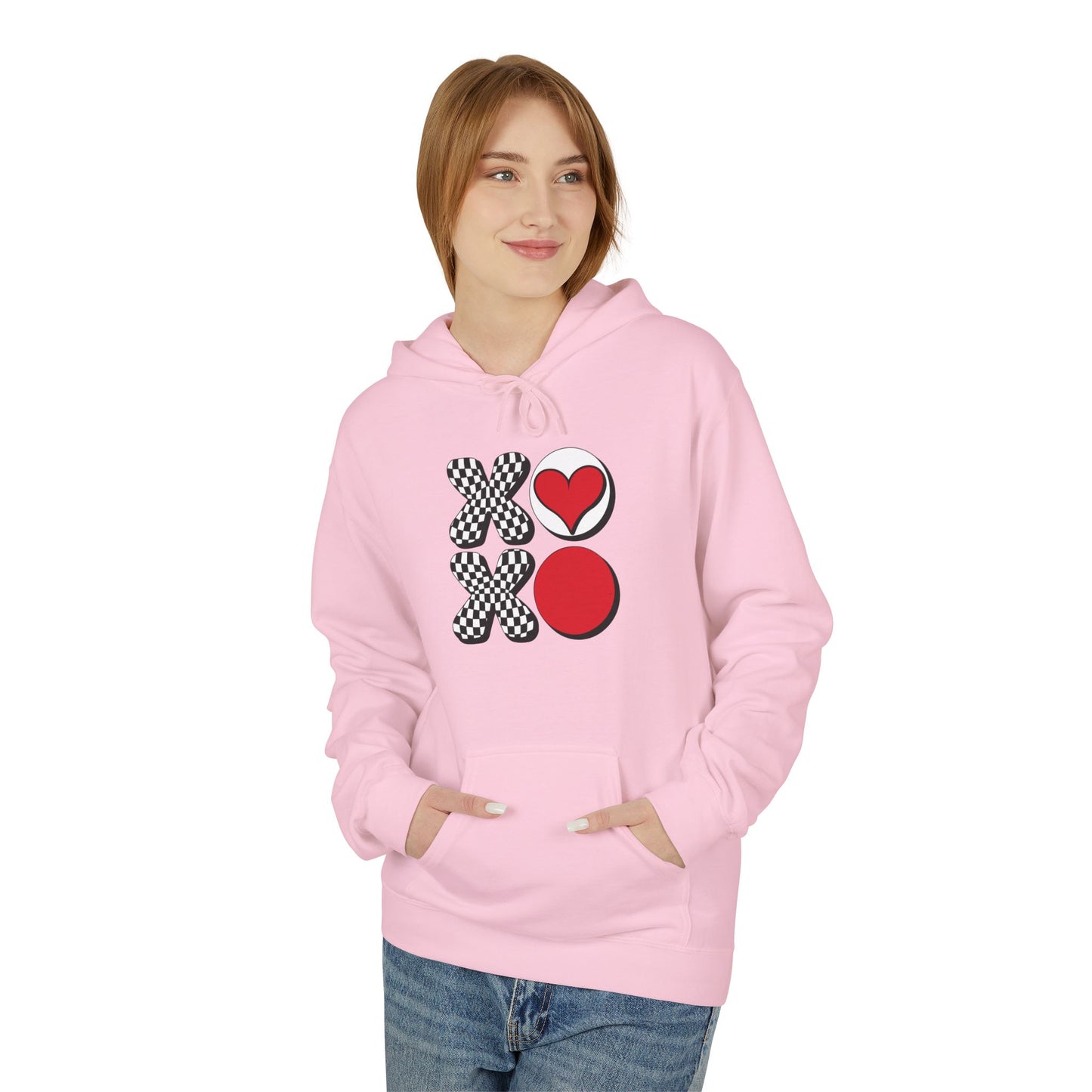 Hugs & Kisses Heart Hoodie — XOXO Checkerboard Love Pullover