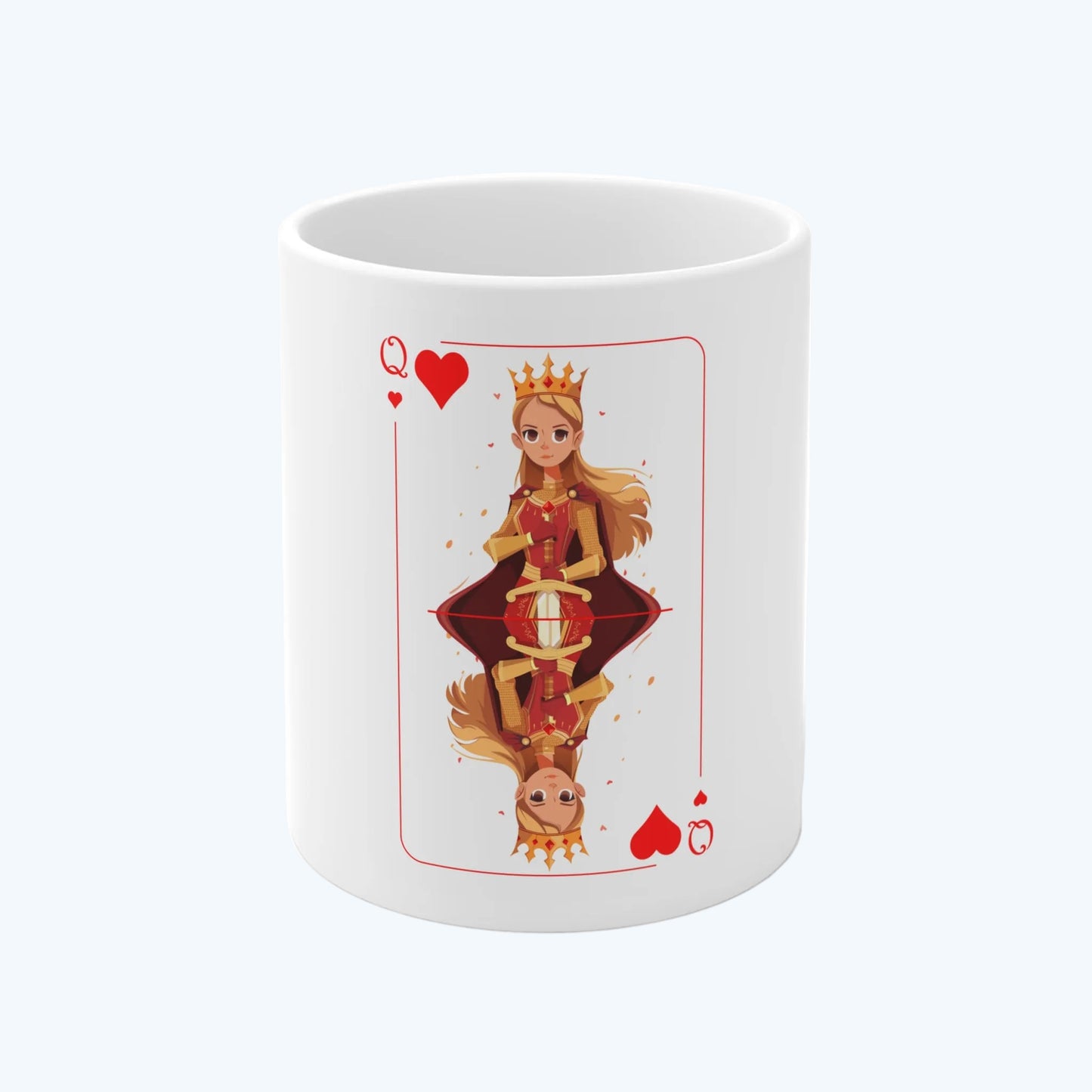 Queen of Hearts Playing Card Mug — Cute Royalty Coffee Cup (11 oz)
