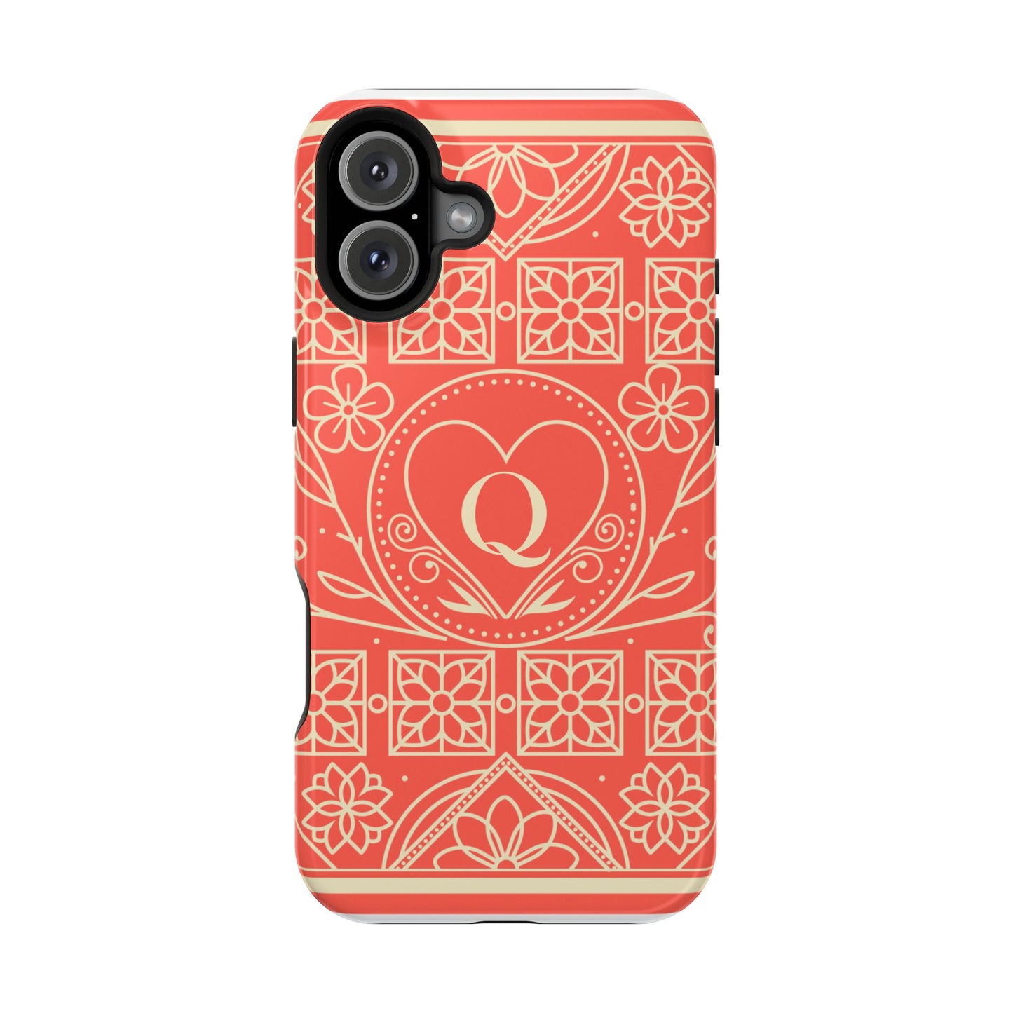 Heart Pattern Magnetic Impact Phone Case — Protective Wallet-Ready iPhone Cover