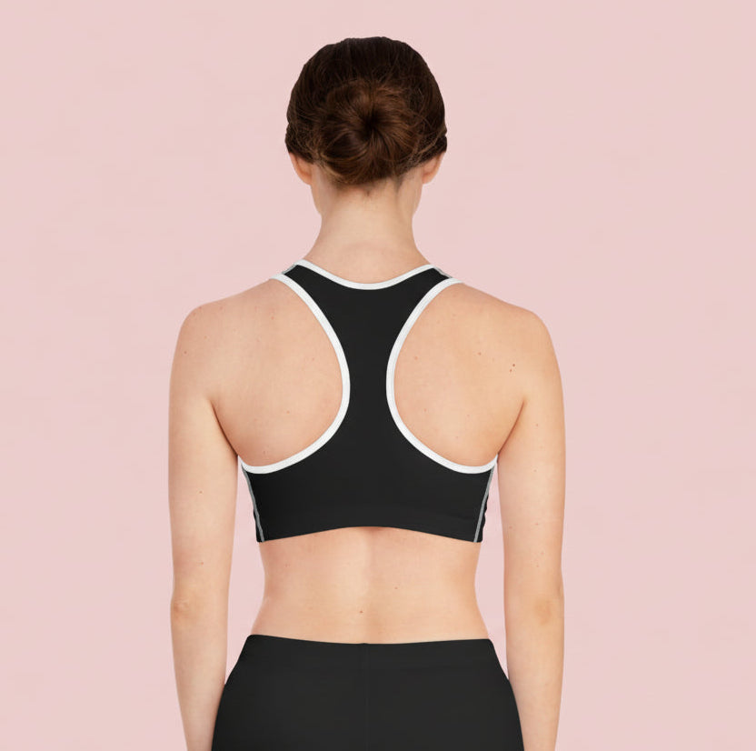 Hustle Hard Sports Bra — Motivational Black Racerback Activewear