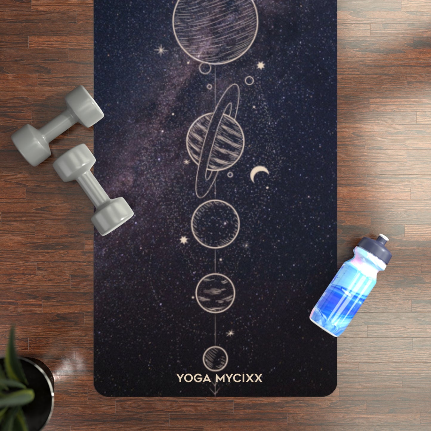 Galaxy Planets Rubber Yoga Mat — Cosmic Alignment Non-Slip Mat