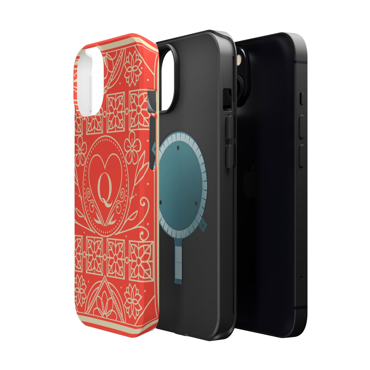 Heart Pattern Magnetic Impact Phone Case — Protective Wallet-Ready iPhone Cover