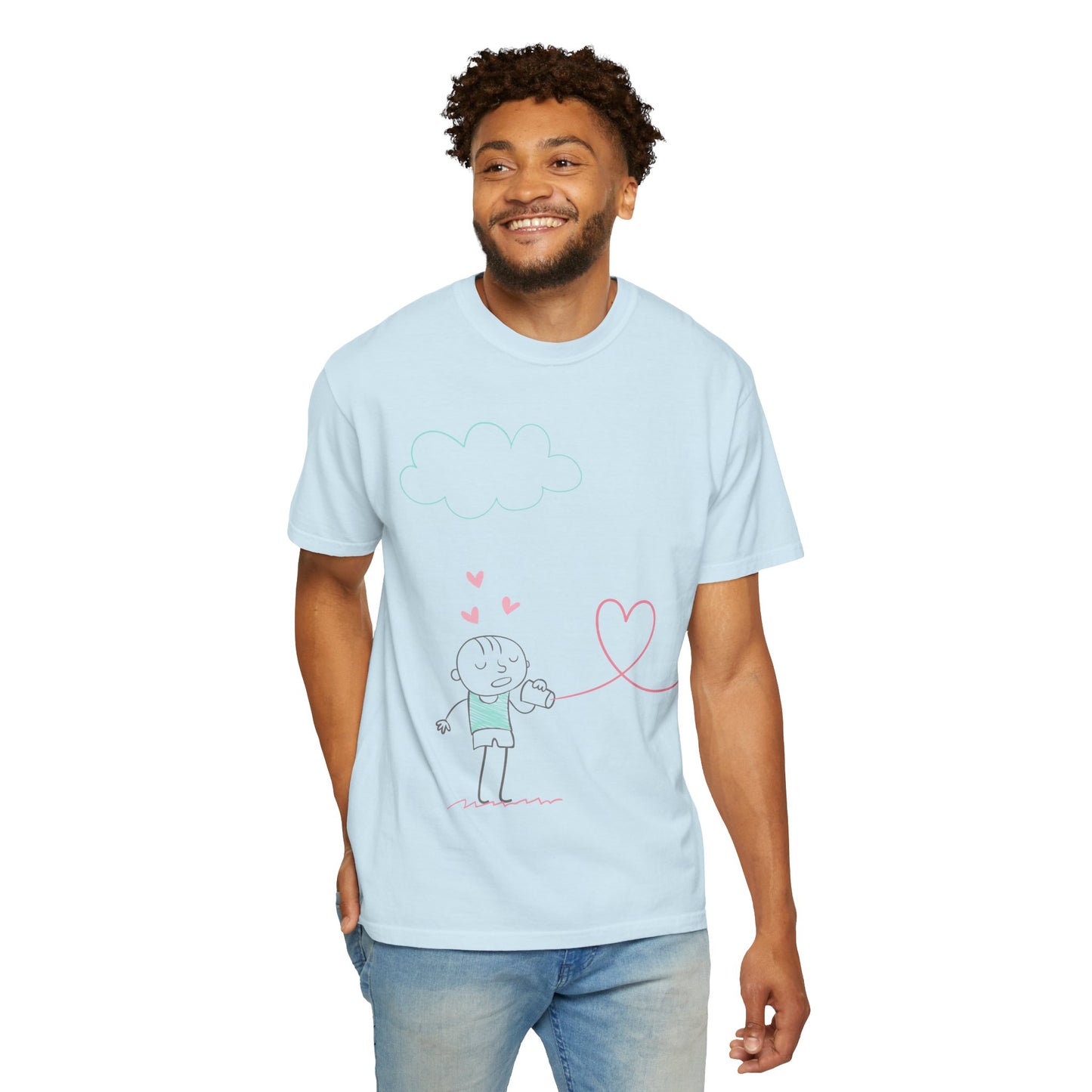 Cute Heart String T-Shirt — Hand-Drawn Love Graphic Tee