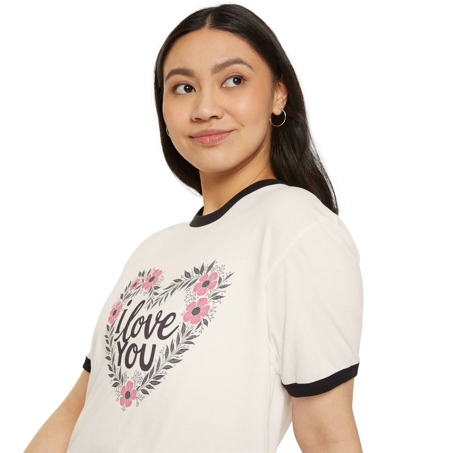 I Love You Floral Ringer Tee