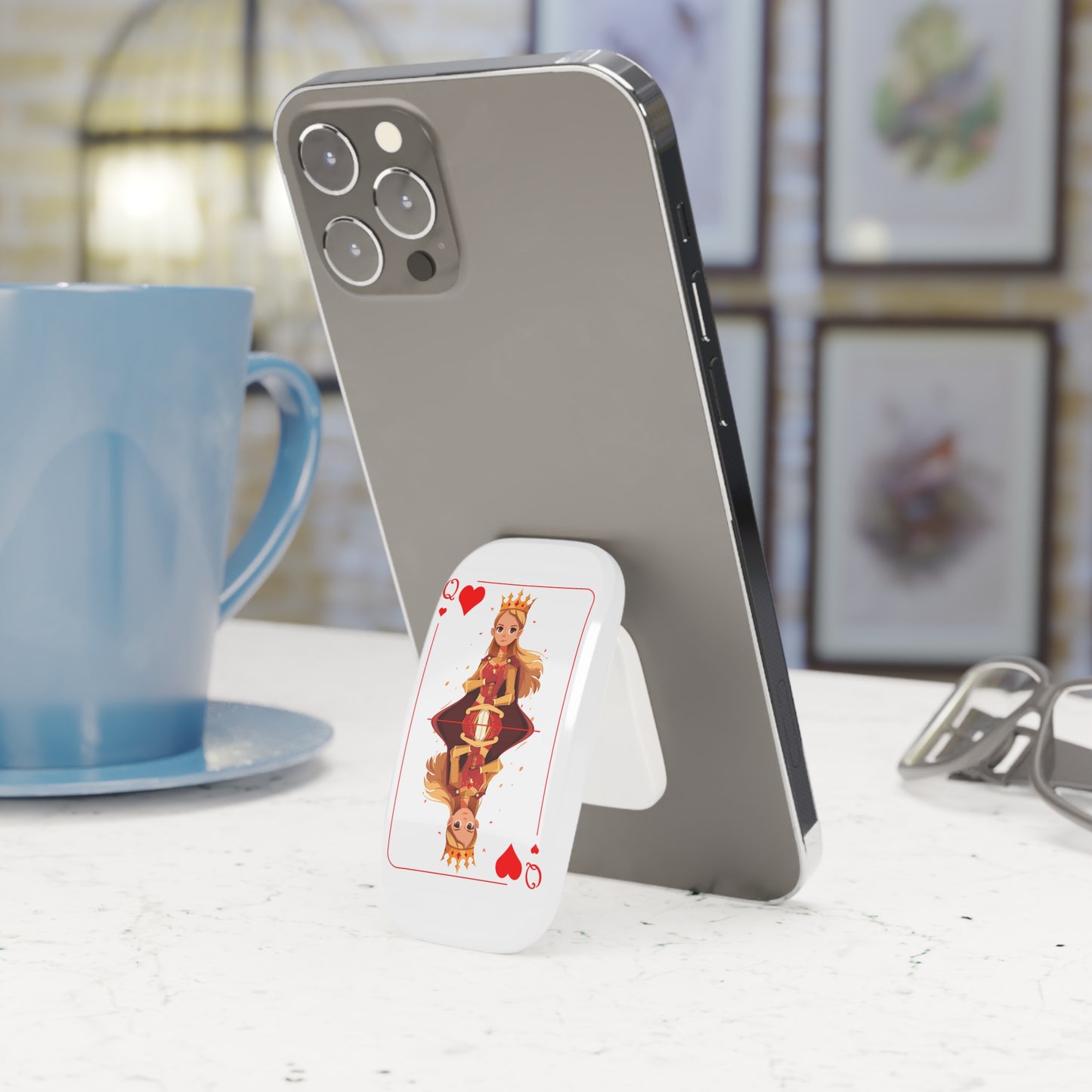 Queen of Hearts Phone Grip — Playing Card Phone Click-On Grip