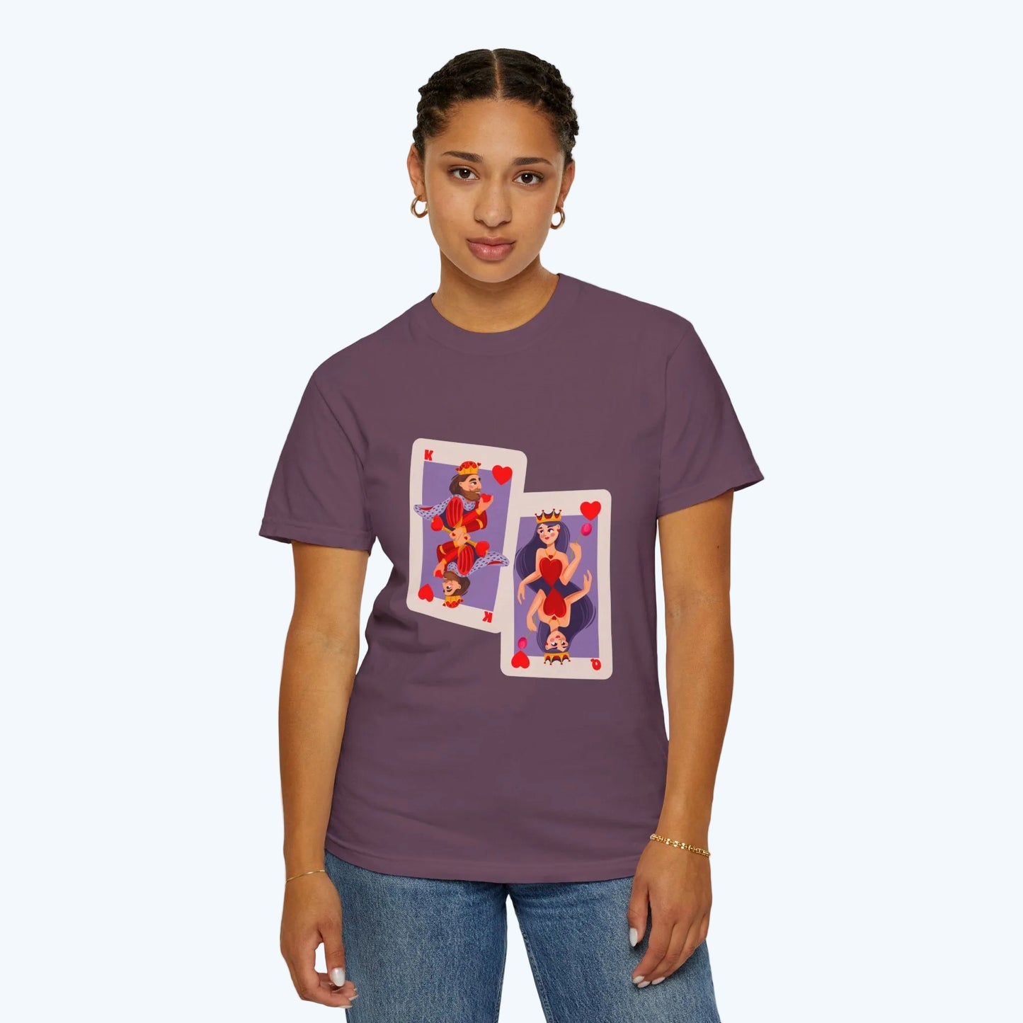 Playing Card Lovers T-Shirt — Queen & King of Hearts Graphic Tee