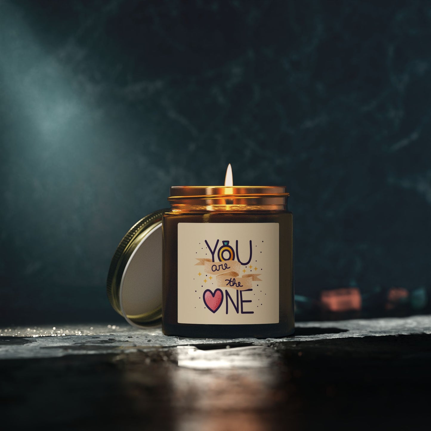 Scented Candle — Coconut Apricot Wax (4oz/9oz) “You Are the One” Love Jar
