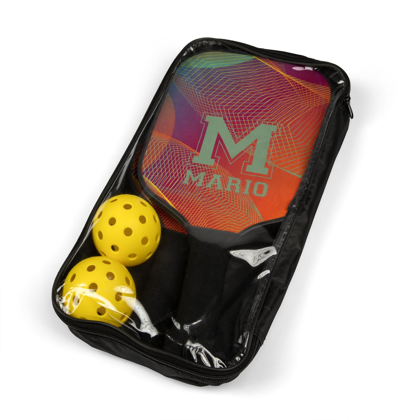 Custom Marbled Initial Pickleball Paddles Set – Personalized ‘M Mario’ Design