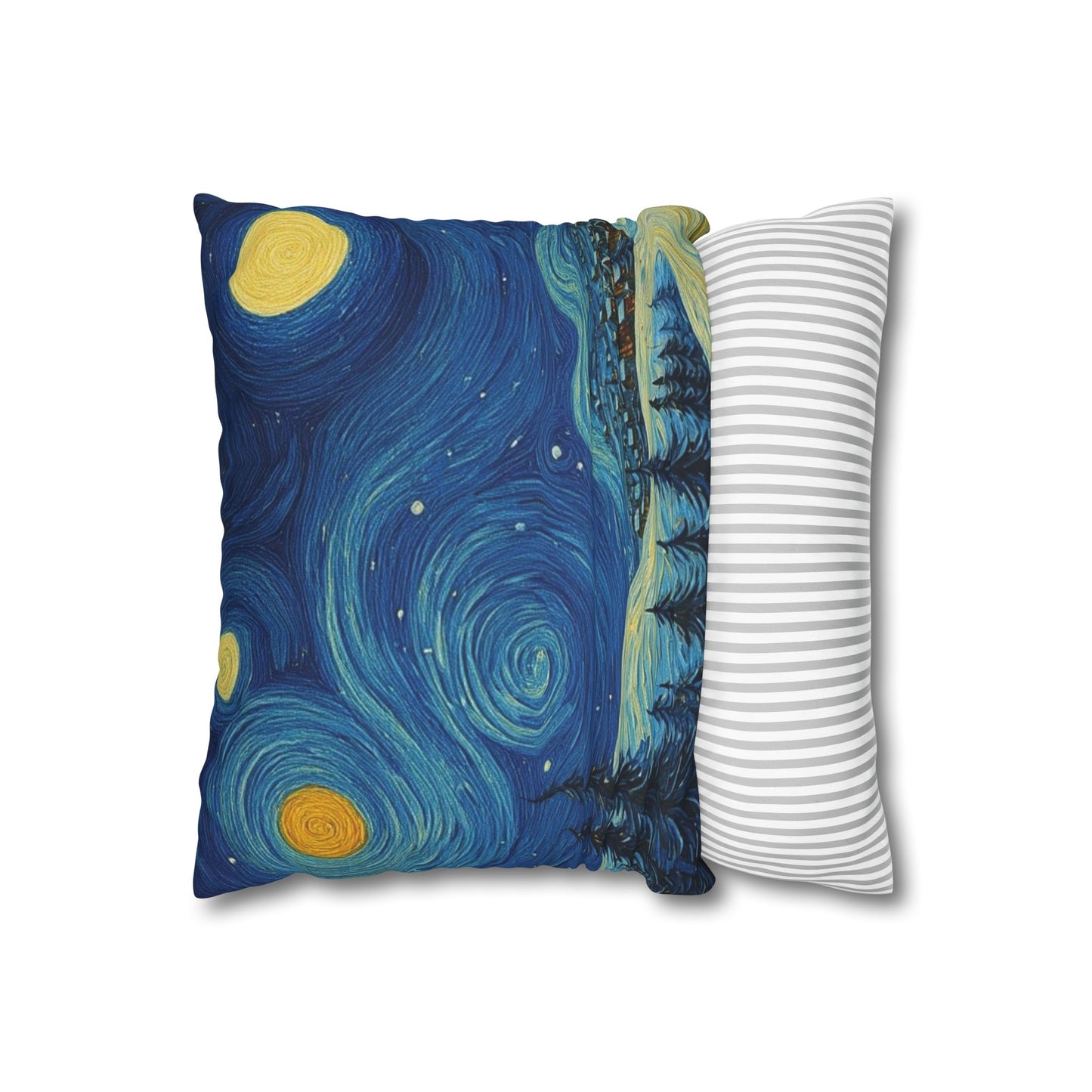 Starry Night Winter Pillowcase — Square Canvas Decorative Throw Pillow Cover